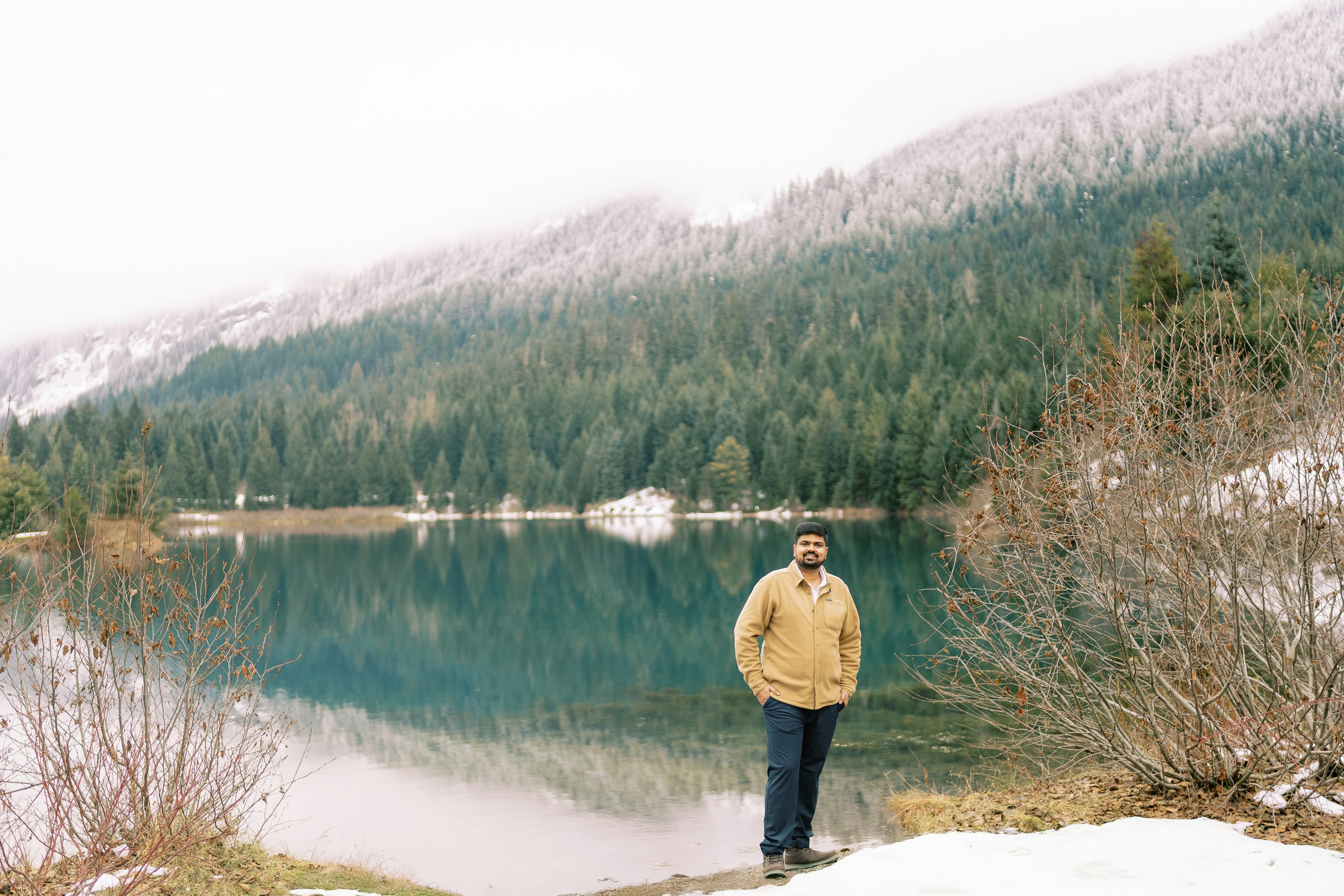 Engagement photoshoot. Date & TJ. Gold Creek Pond. December 2024. EVAN ARISTOV WEDDING PHOTOGRAPHY — Seattle Wedding Photographer