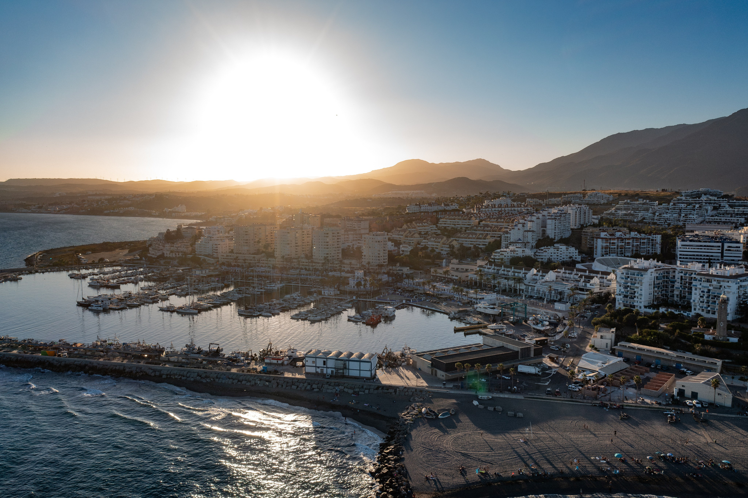 Aerial view of Estepona architecture and coastal line by Estepona drone photographer