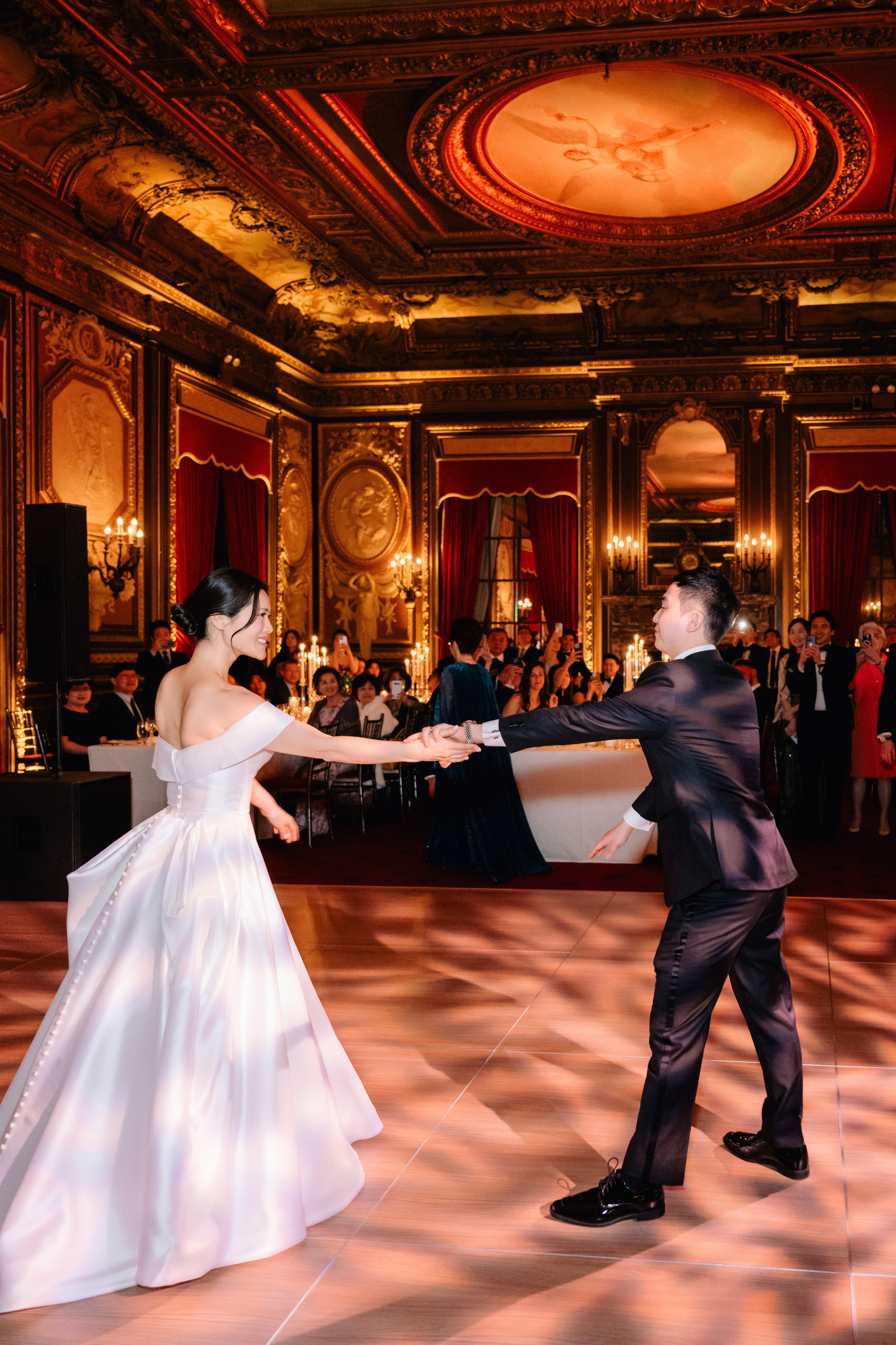 a couple dancing on a dance floor