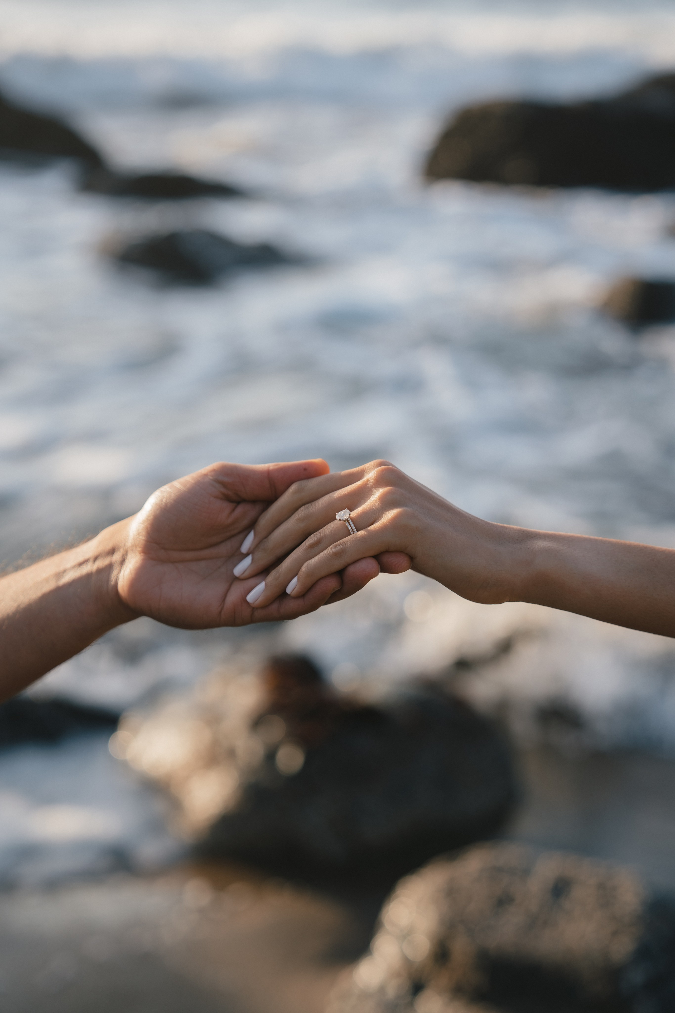 Engagement and Couple’s Photoshoot at Marshall’s Beach with iconic Golden Gate bridge view. Soulo Photography | San Francisco Bay Area Based Photographer