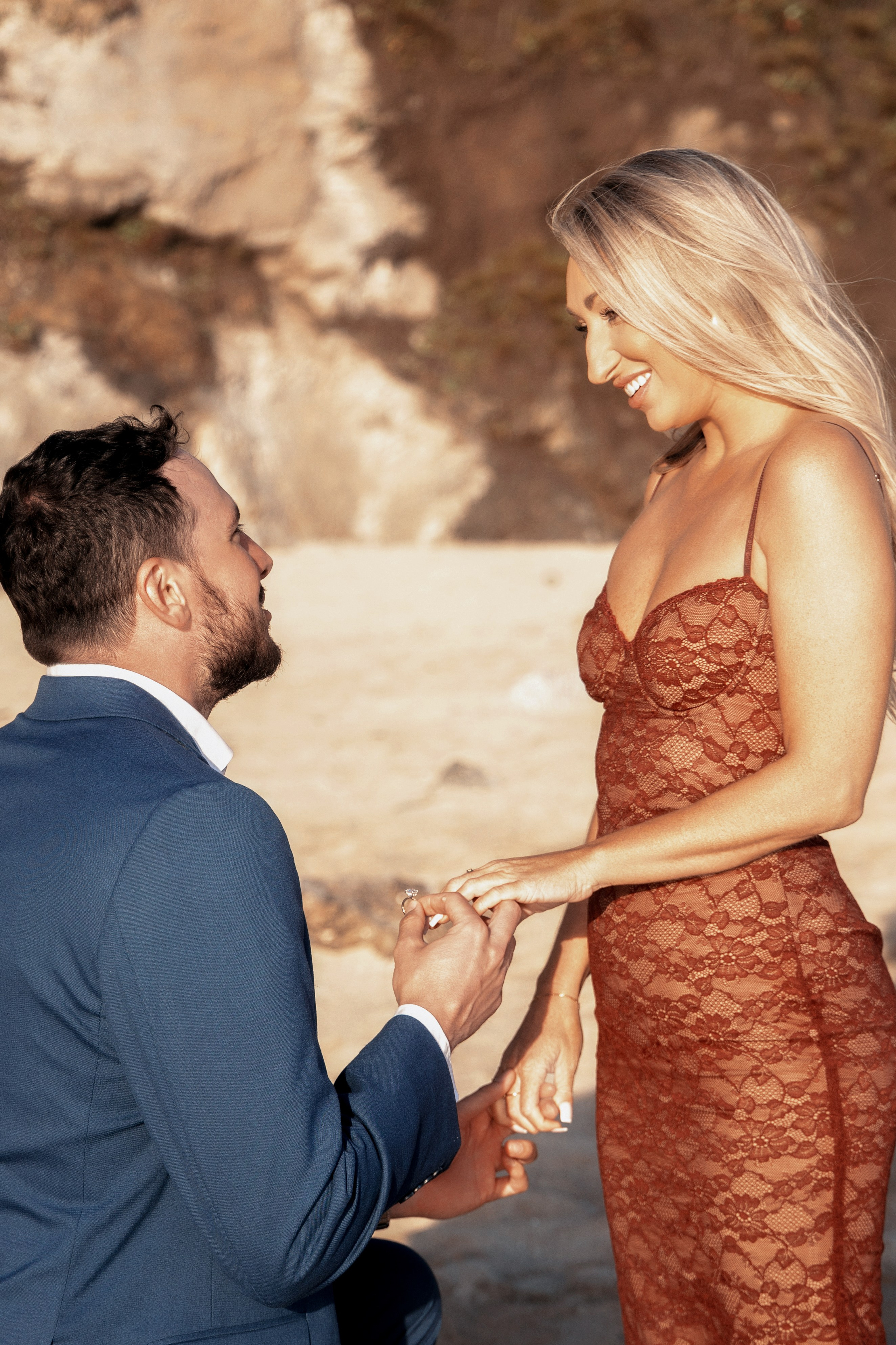 Moment when the bride says 'yes' to the proposal