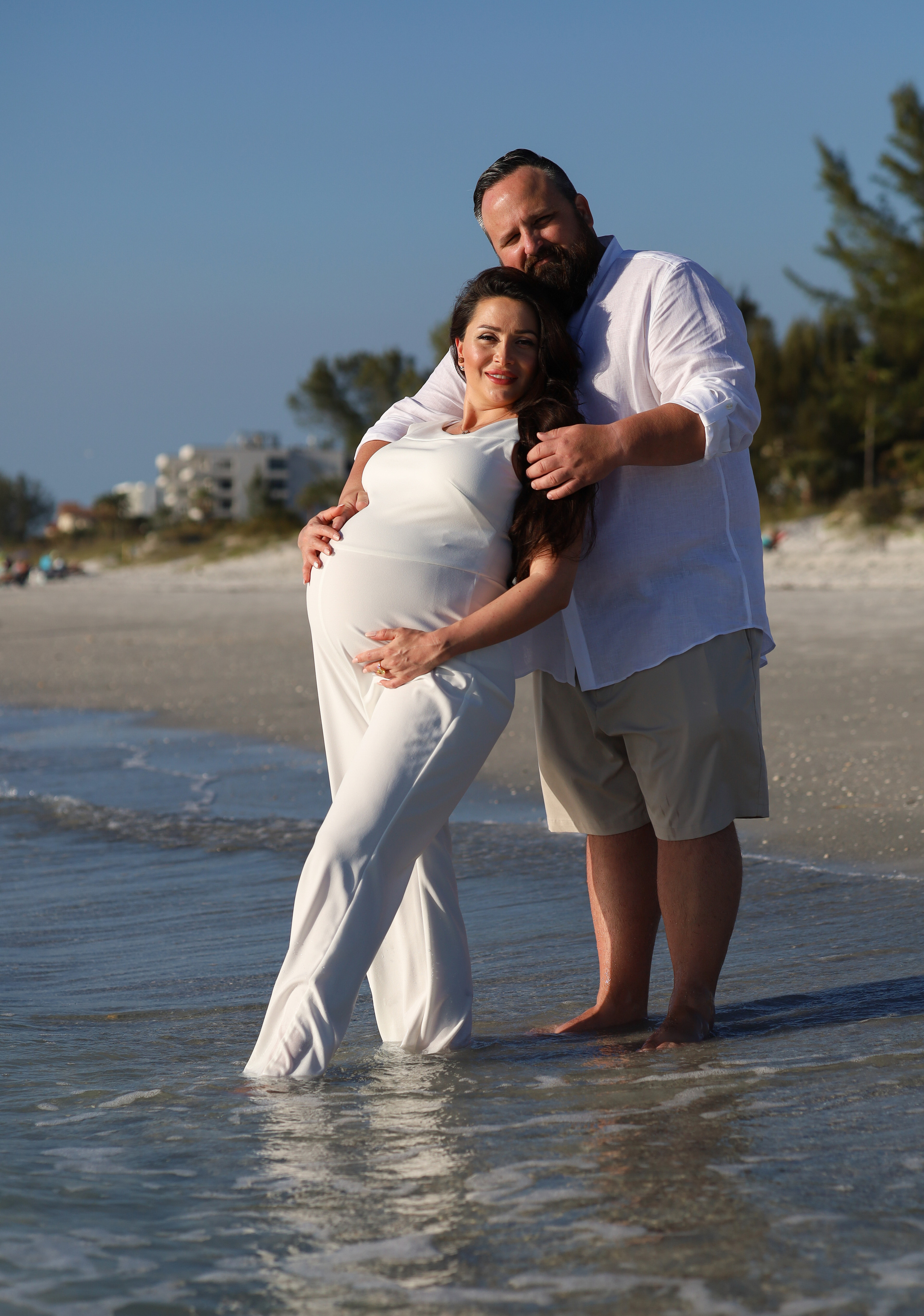 Pregnancy photo shoot on the beach, at sunset, Tampa, Florida