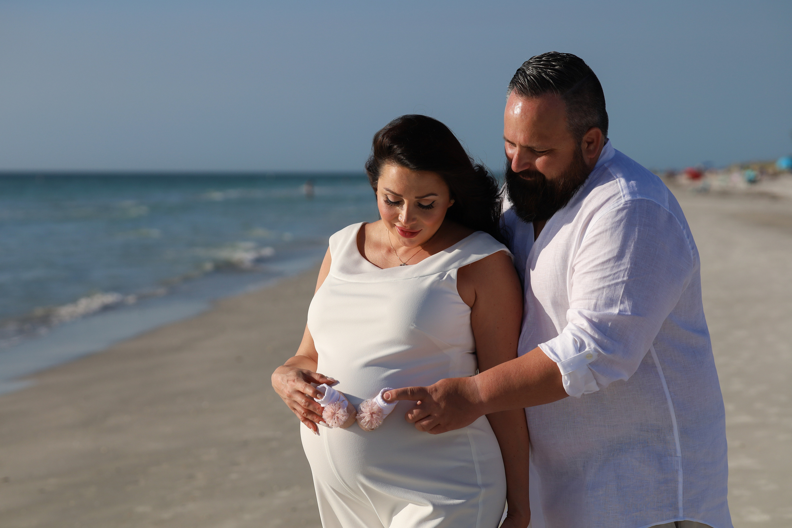 Pregnancy photo shoot on the beach, at sunset, Tampa, Florida