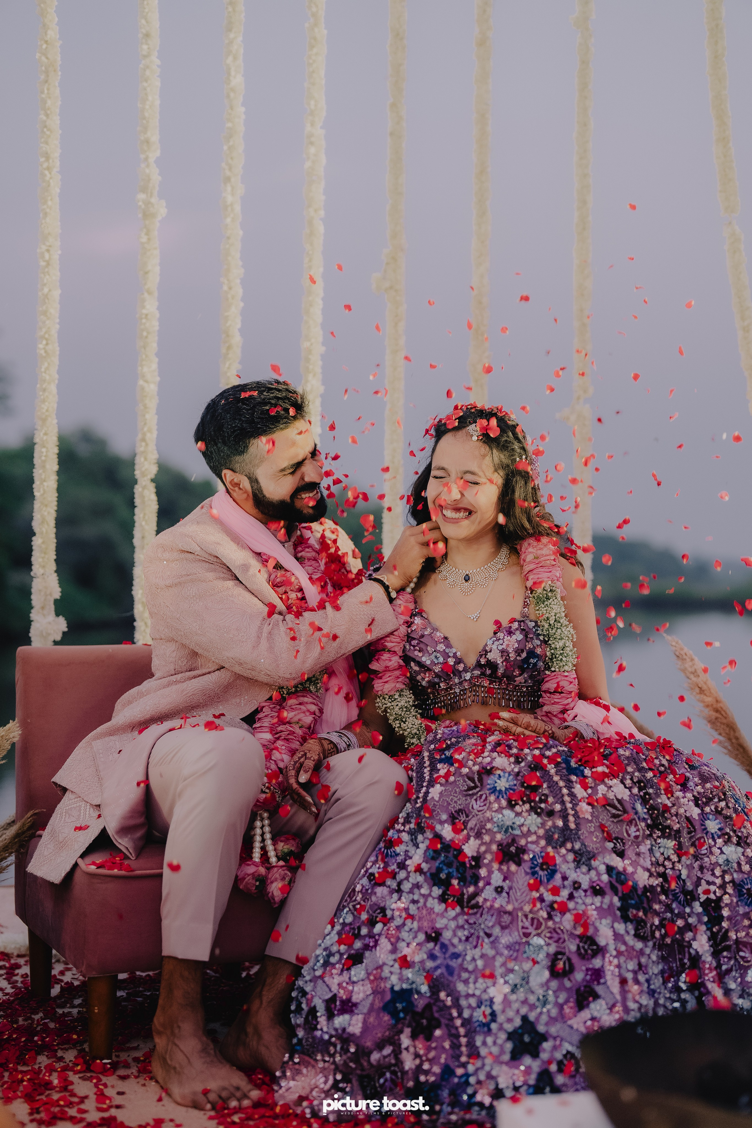 Varamala Ft. Barbie & Aneesh. Fine art Wedding Photographers in India & Canada
