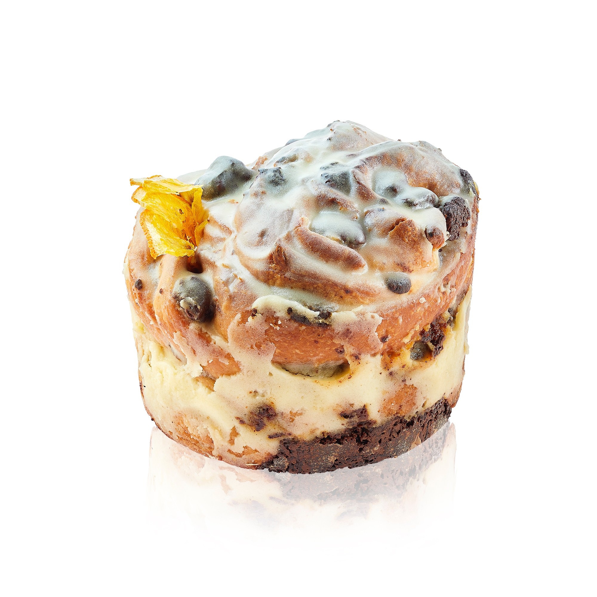 Photographer Roman Djuzev - Photo Cruffin with marzipan and chocolate on a white background.