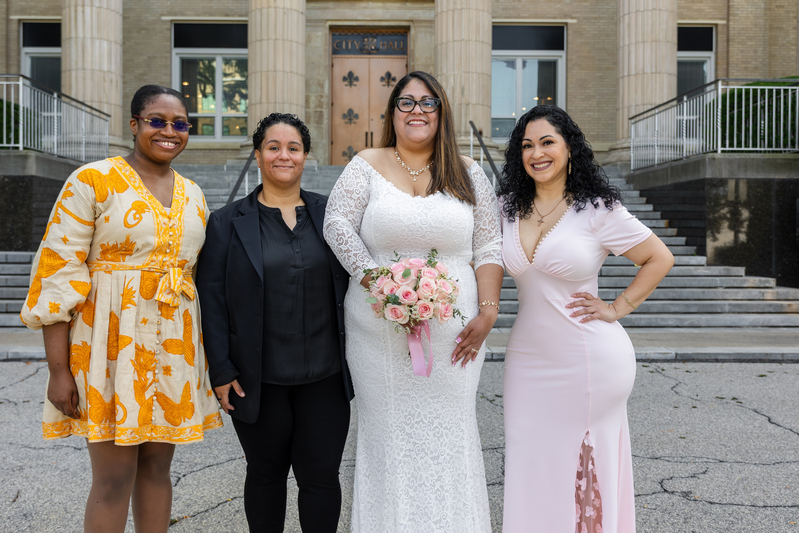 Beautiful newlywed portrait overlooking the waterfront near New Rochelle City Hall