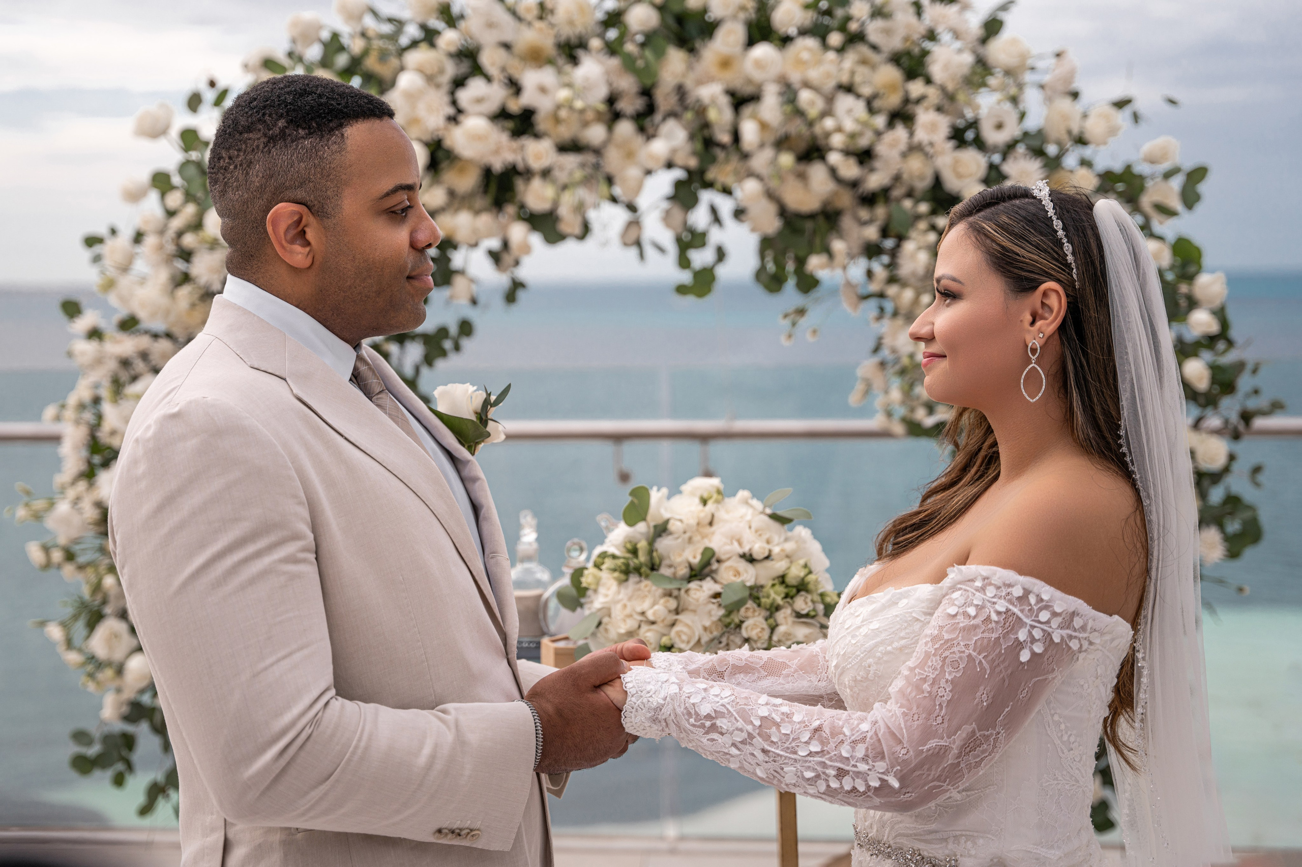 Emotional moment during beachfront ceremony in Tulum