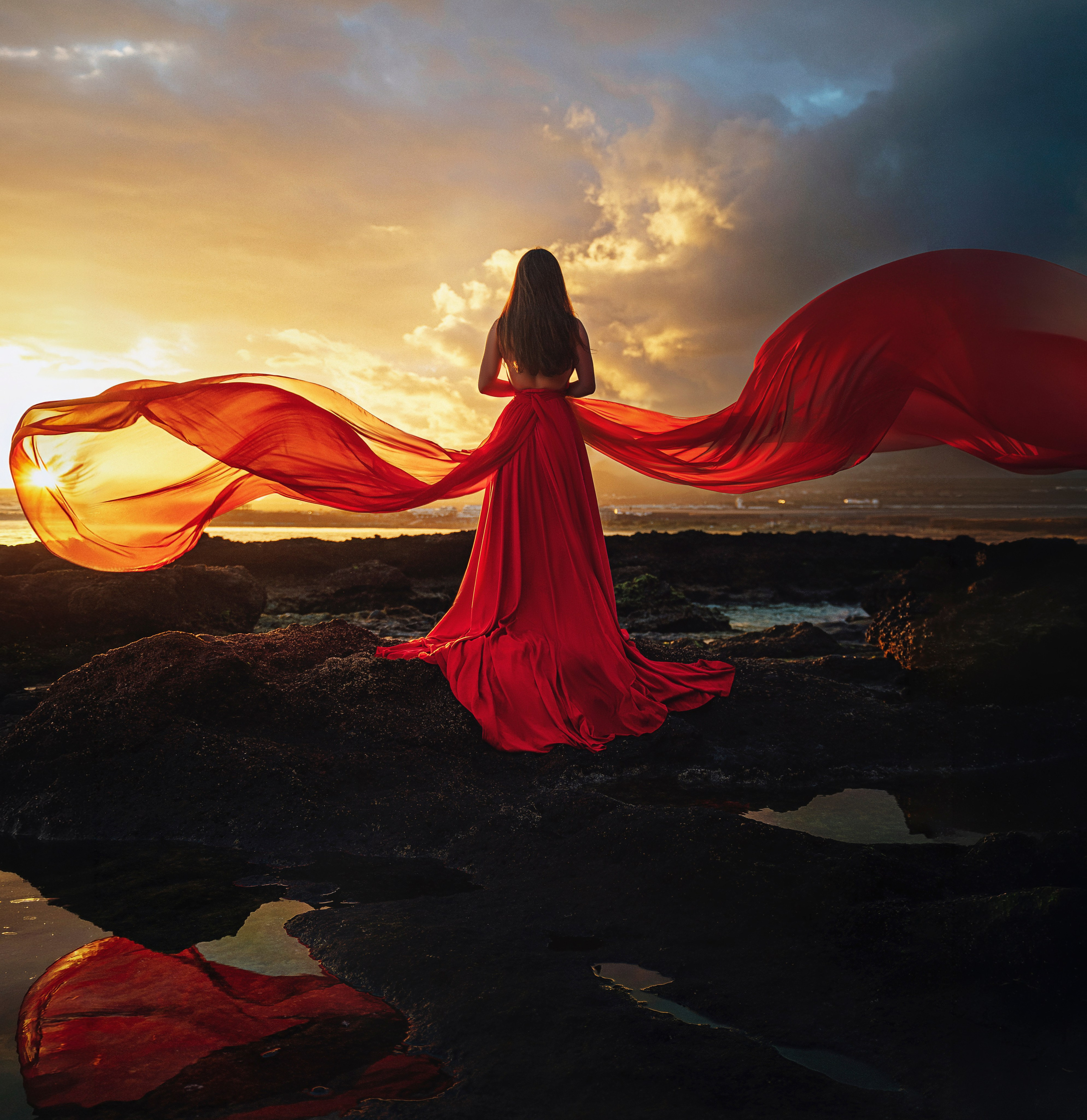 Sesión con vestido volador en Tenerife. Fotógrafa de familias, bodas, comuniones, newborn, premamá en Tenerife | Sesiones con vestidos voladores | Tania Bonnet