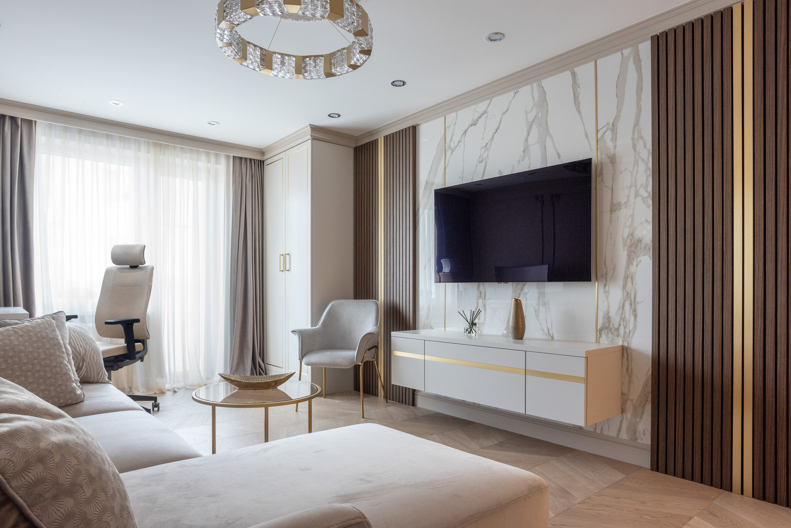 Modern apartment living room interior - photographer Andrey Dunin