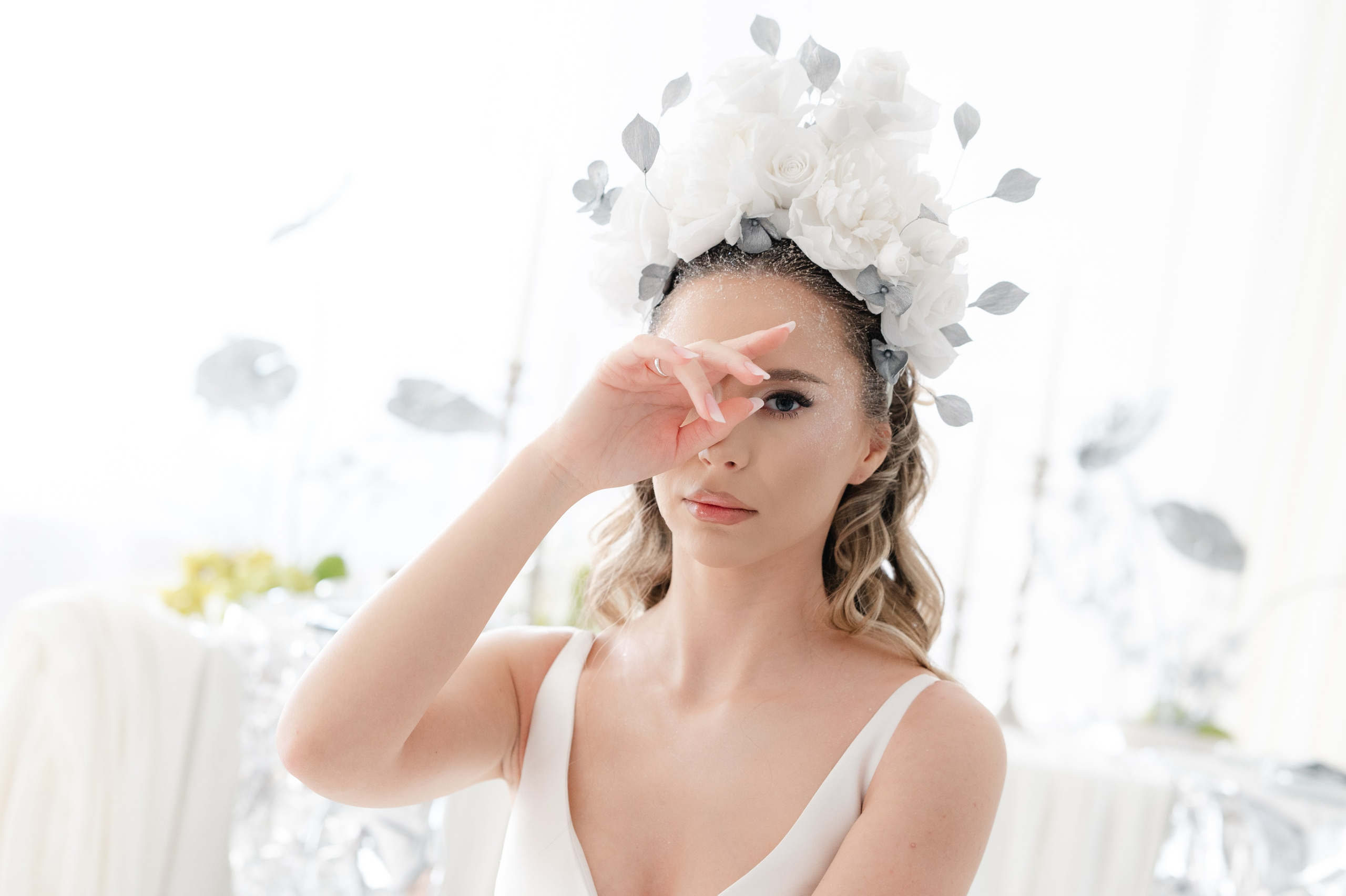 Bride with a concept silver Chrome. Alexandra Hanu Photographer