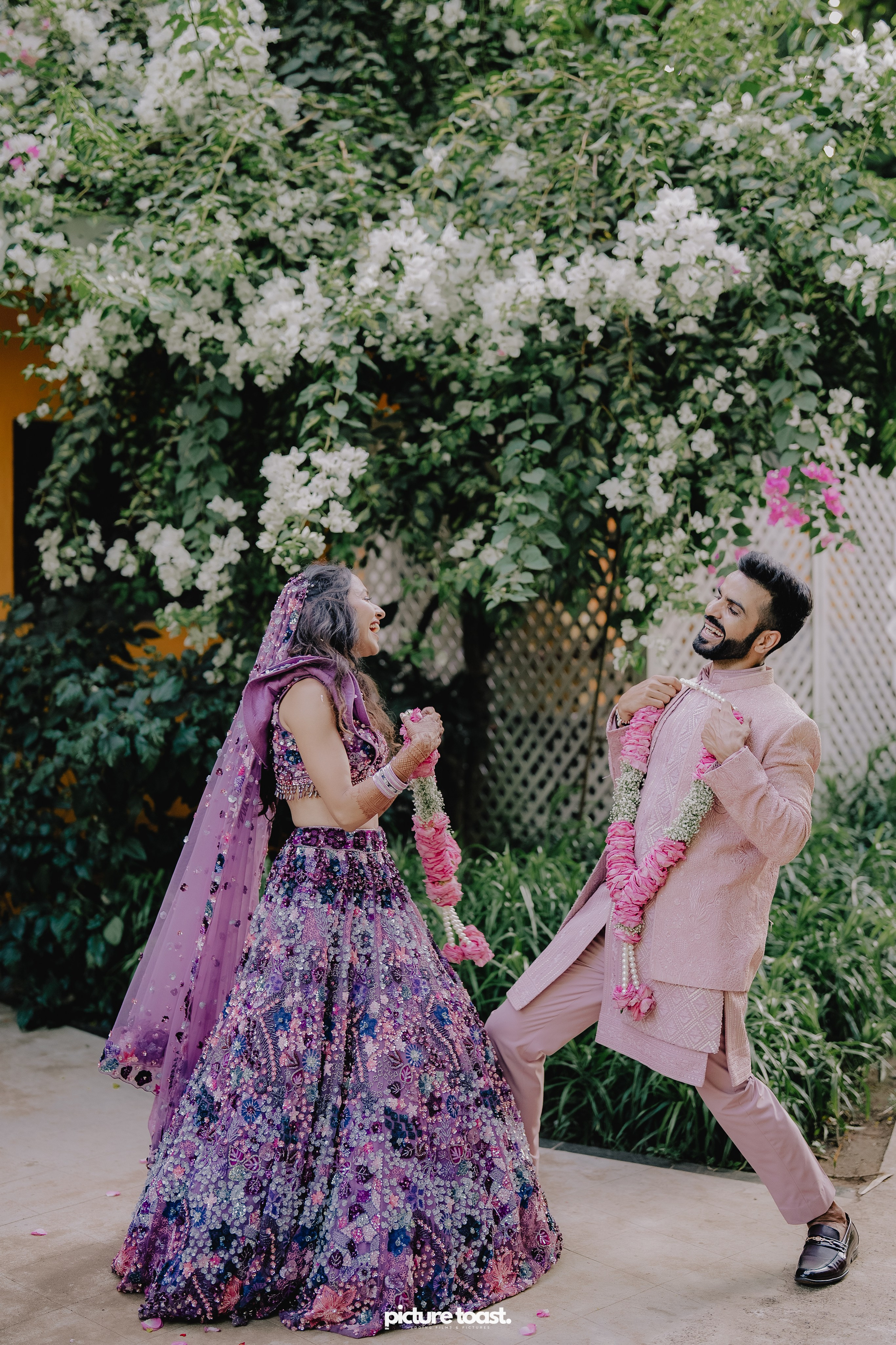 Varamala Ft. Barbie & Aneesh. Fine art Wedding Photographers in India & Canada