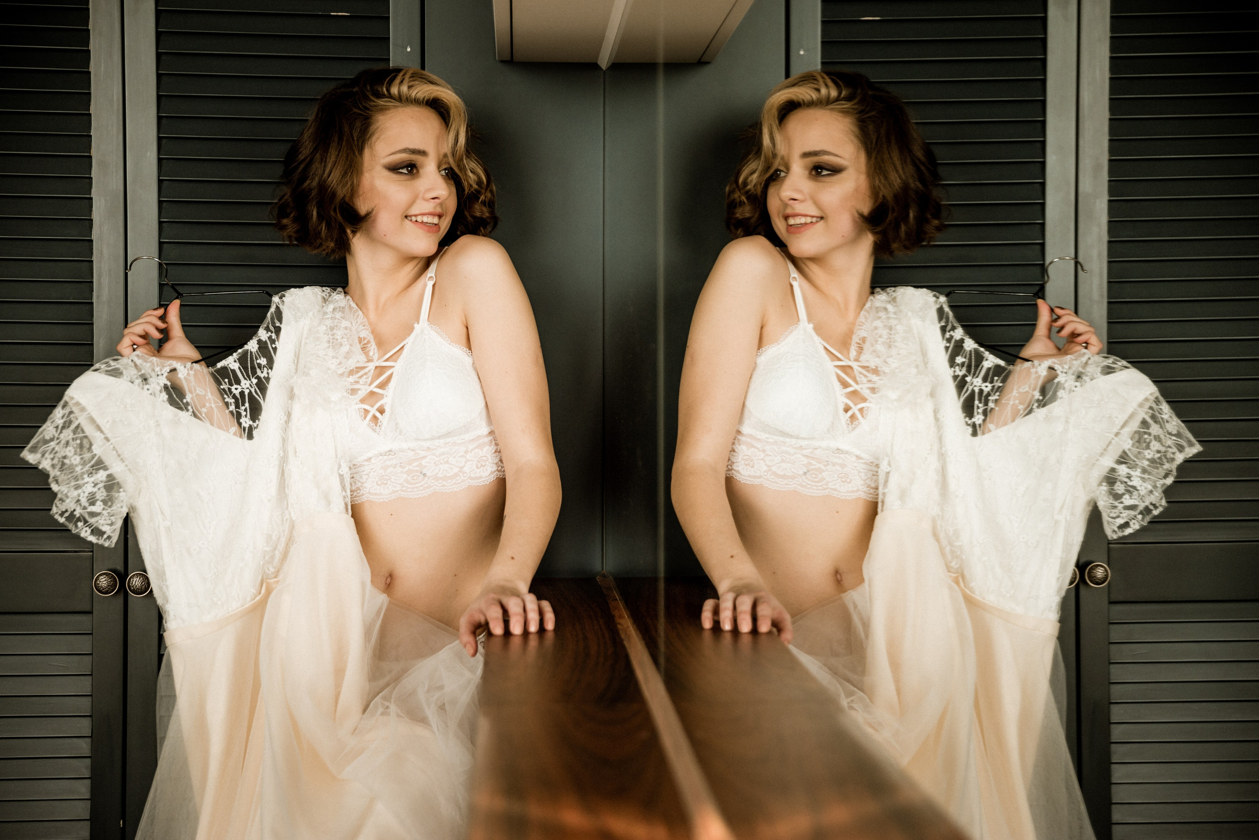 Elegant boudoir bridal preparation at the seaside, destination wedding France