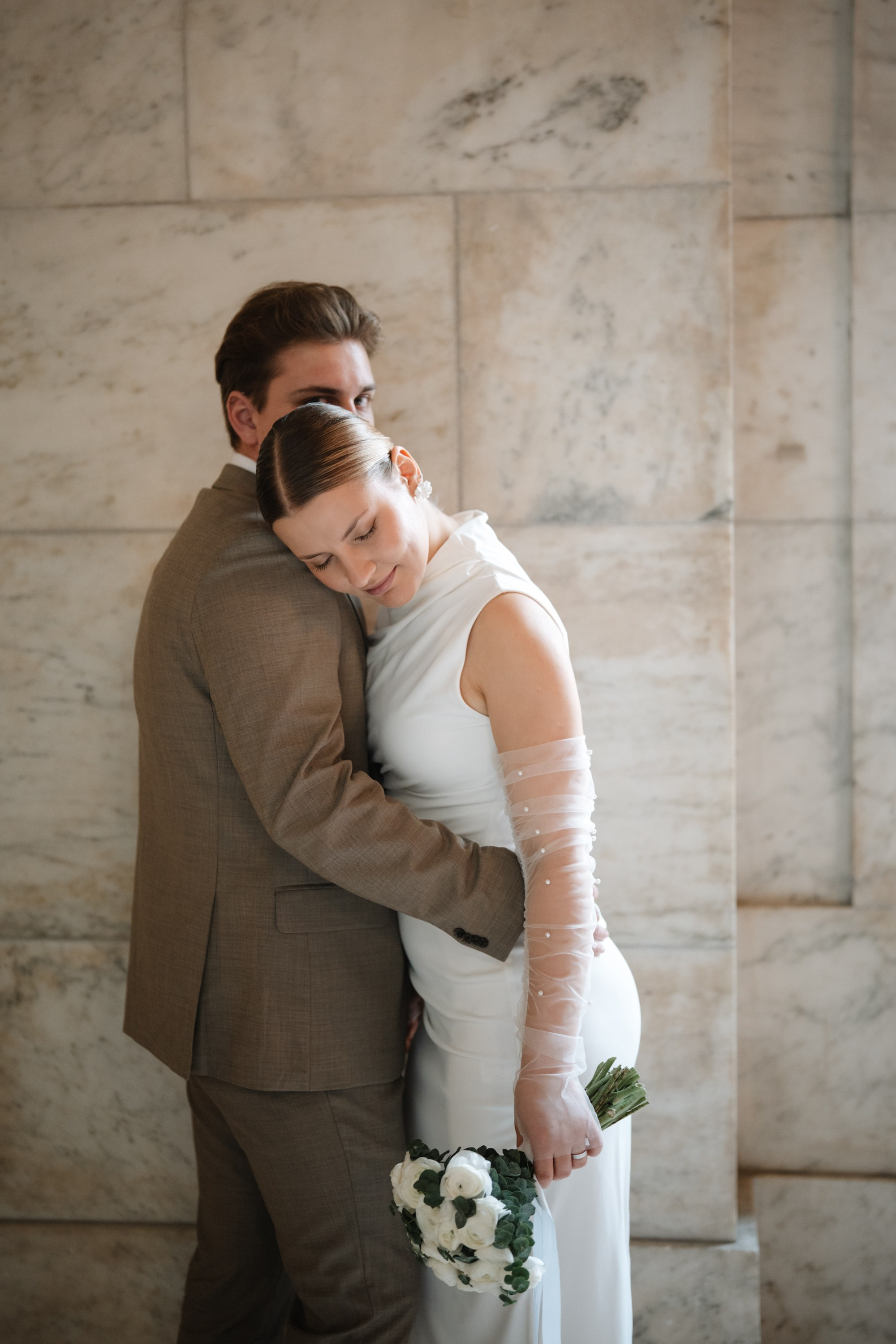 Wedding photo session at the Public Library NY. Portrait and wedding photographer in New York