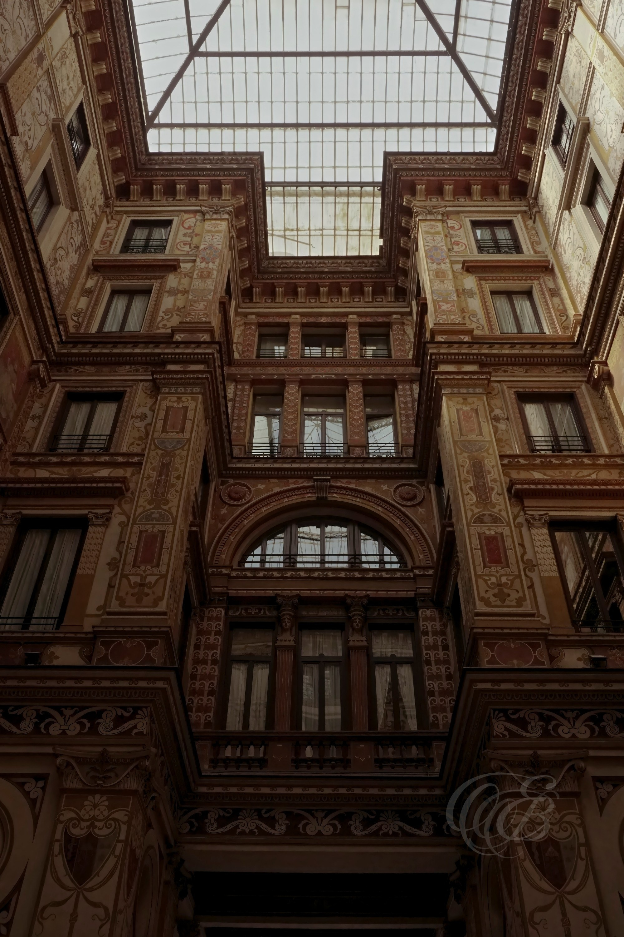 Street Photography — Rome, Italy — Galleria Sciarra Interior — Historic Galleria Sciarra in central Rome, celebrated for its late nineteenth-century architecture, Art Nouveau decoration, and elaborate frescoes by Giuseppe Cellini — Eduardo Bartoli Photography.