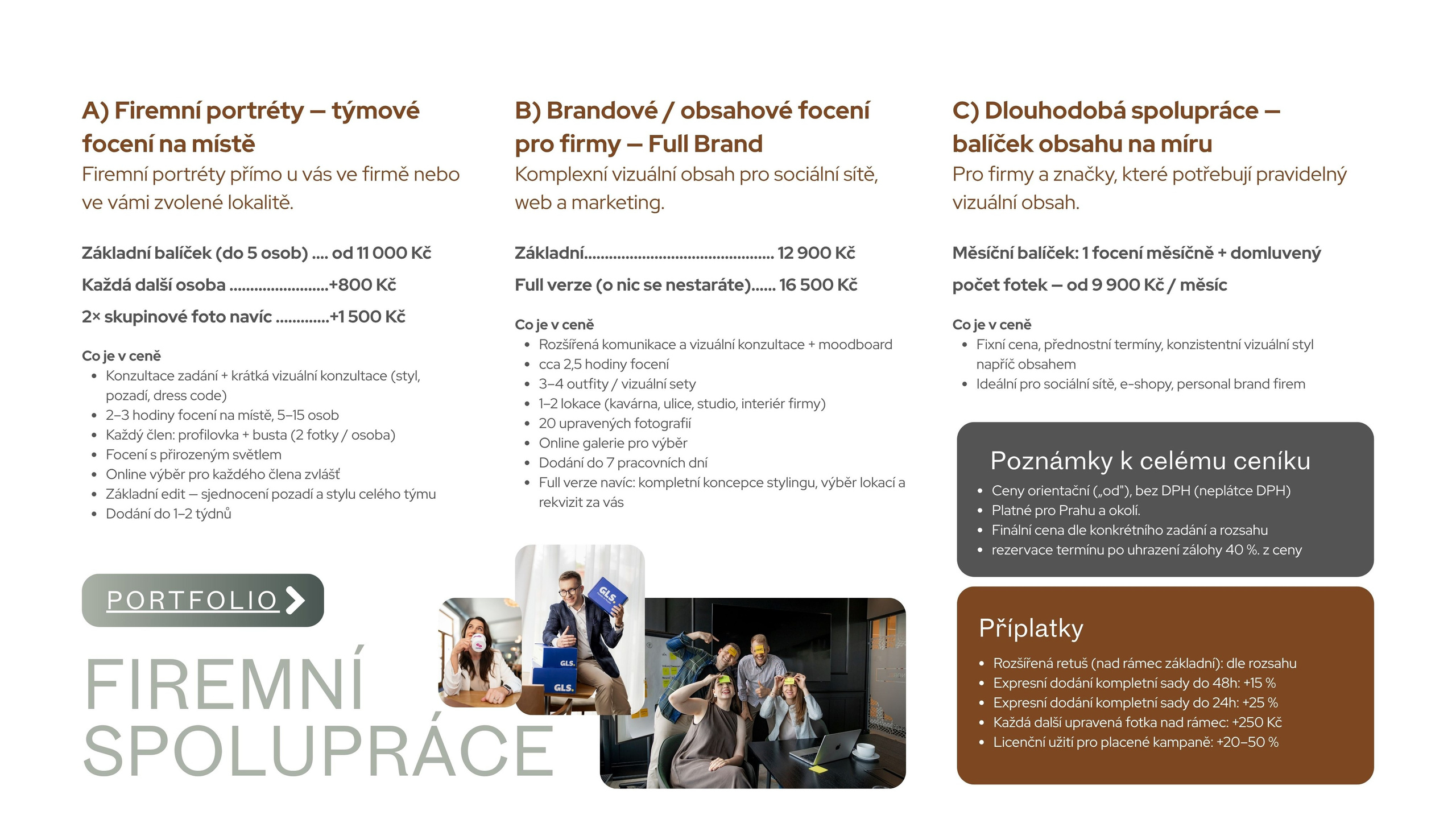 Price and booking. Brand / Business Photographer & Coach Prague — Dana Lišková
