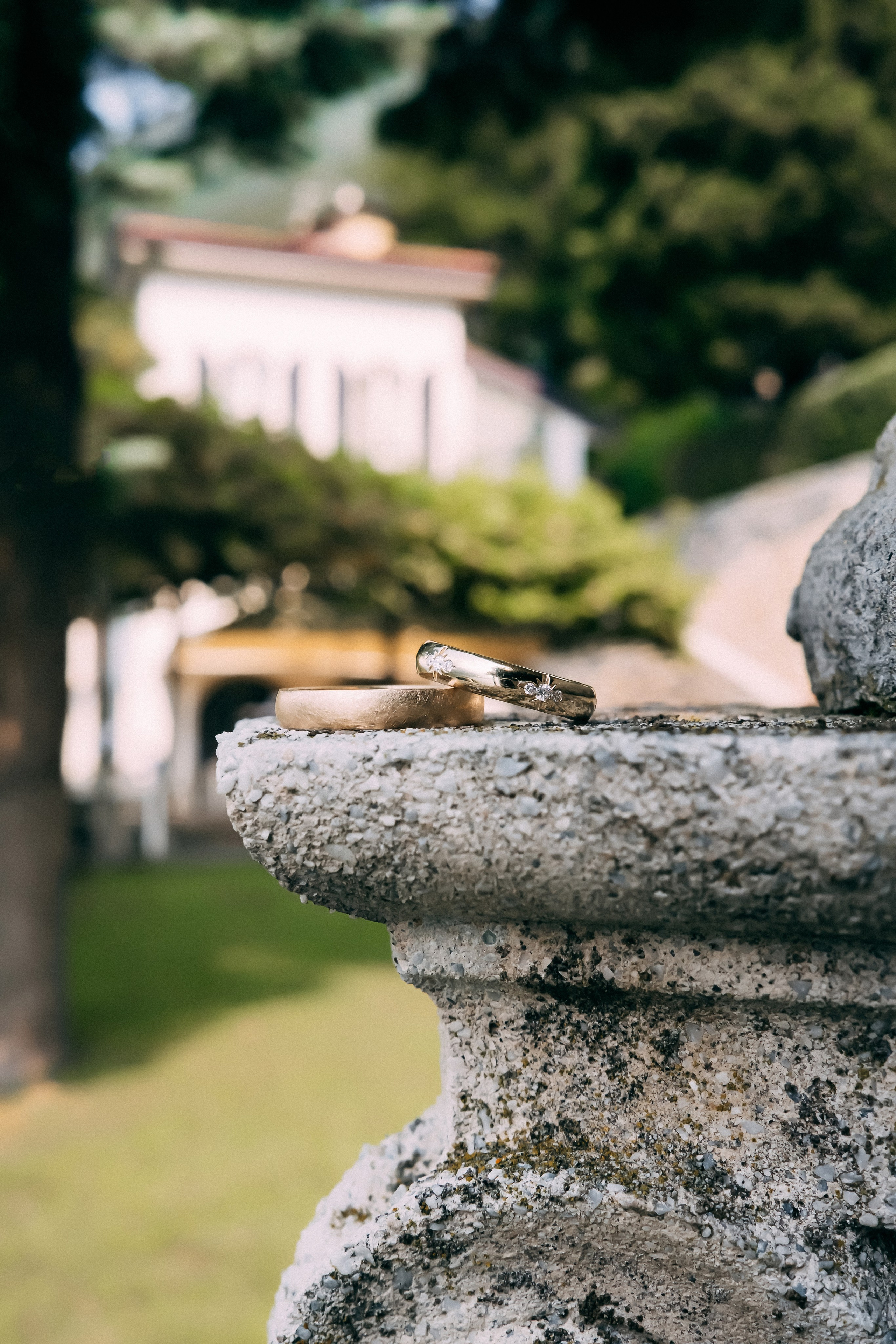 Lake Como view from the stone balustrade at Villa Lario, Italy