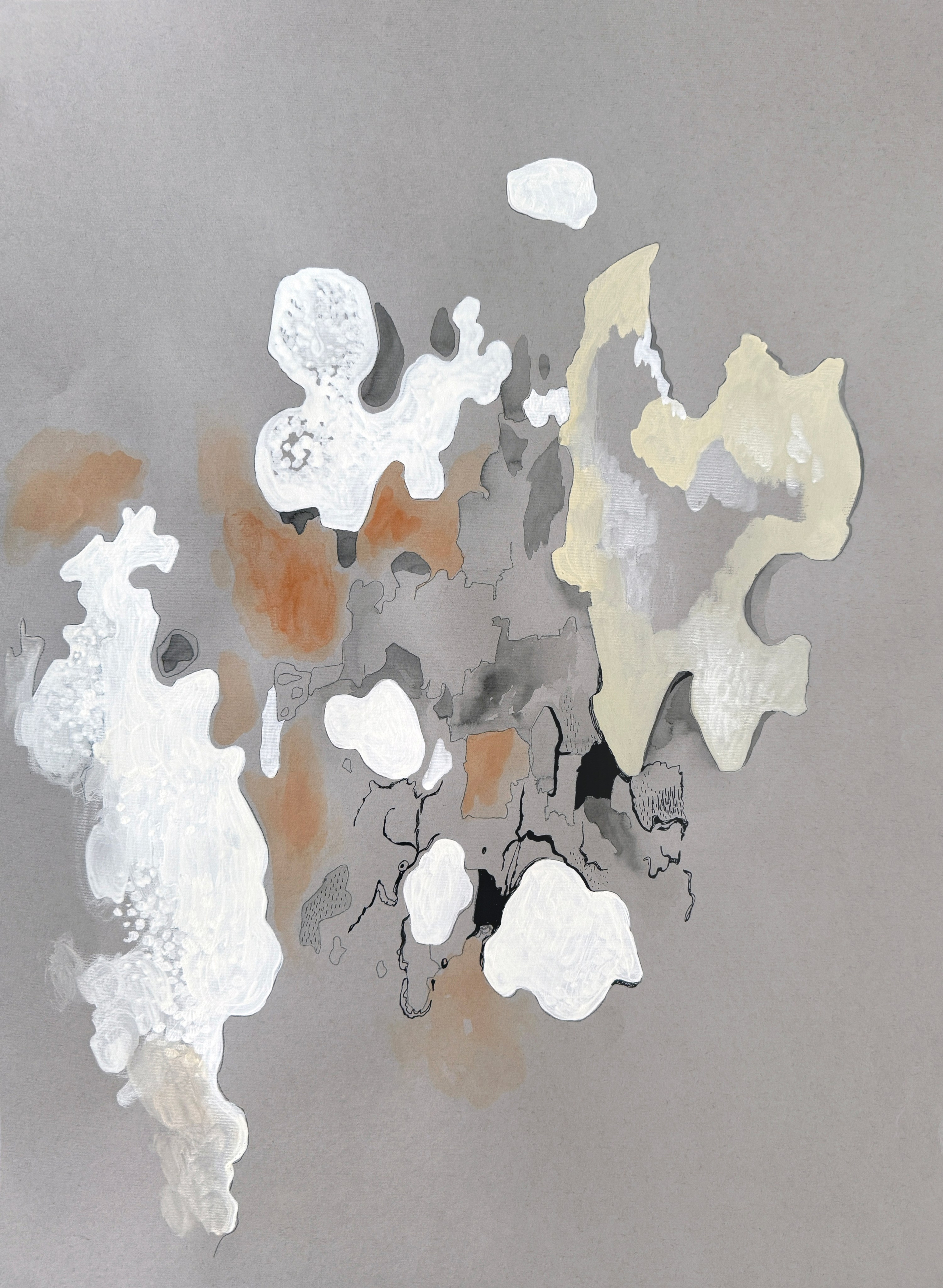 Hello Dear Platan, 2024, Paper, acrylic, ink, 19,5x27,5in (50 x 70 cm)