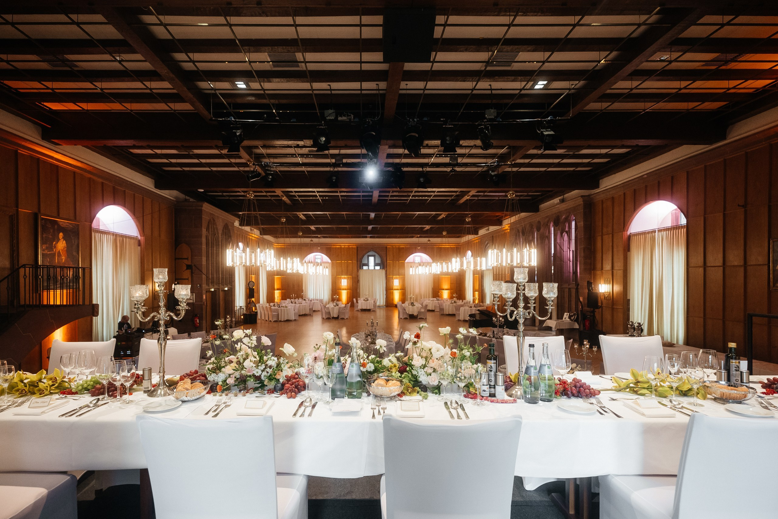 Guests congratulating the couple during the reception