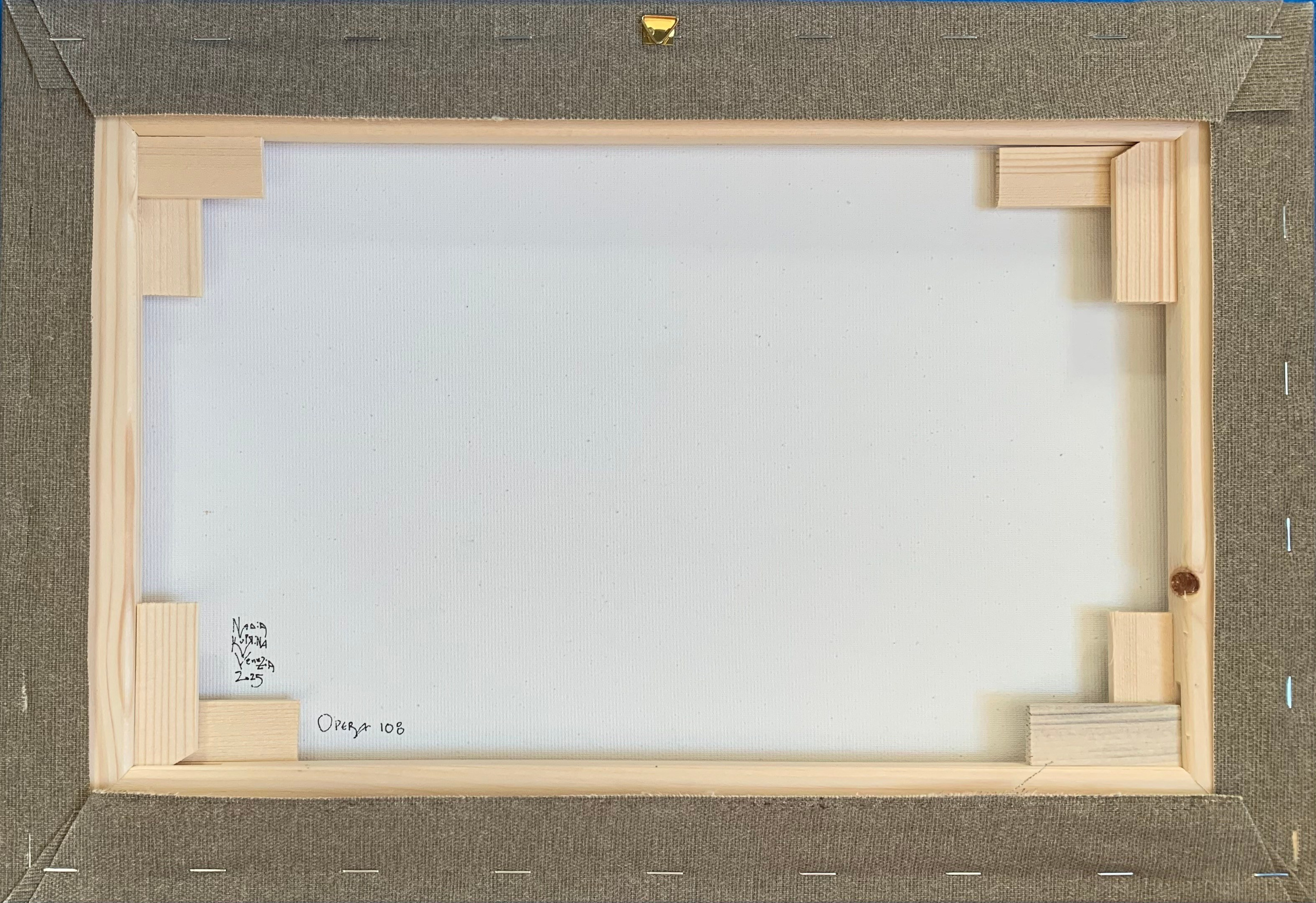 Nr. 108 PANEM QUOTIDIANUM. Retro. 29.5 cm  x 43 cm Linoleografia stampata a mano su pagina di un registro di un’azienda vinicola del 1920. Inchiostro acrilico.