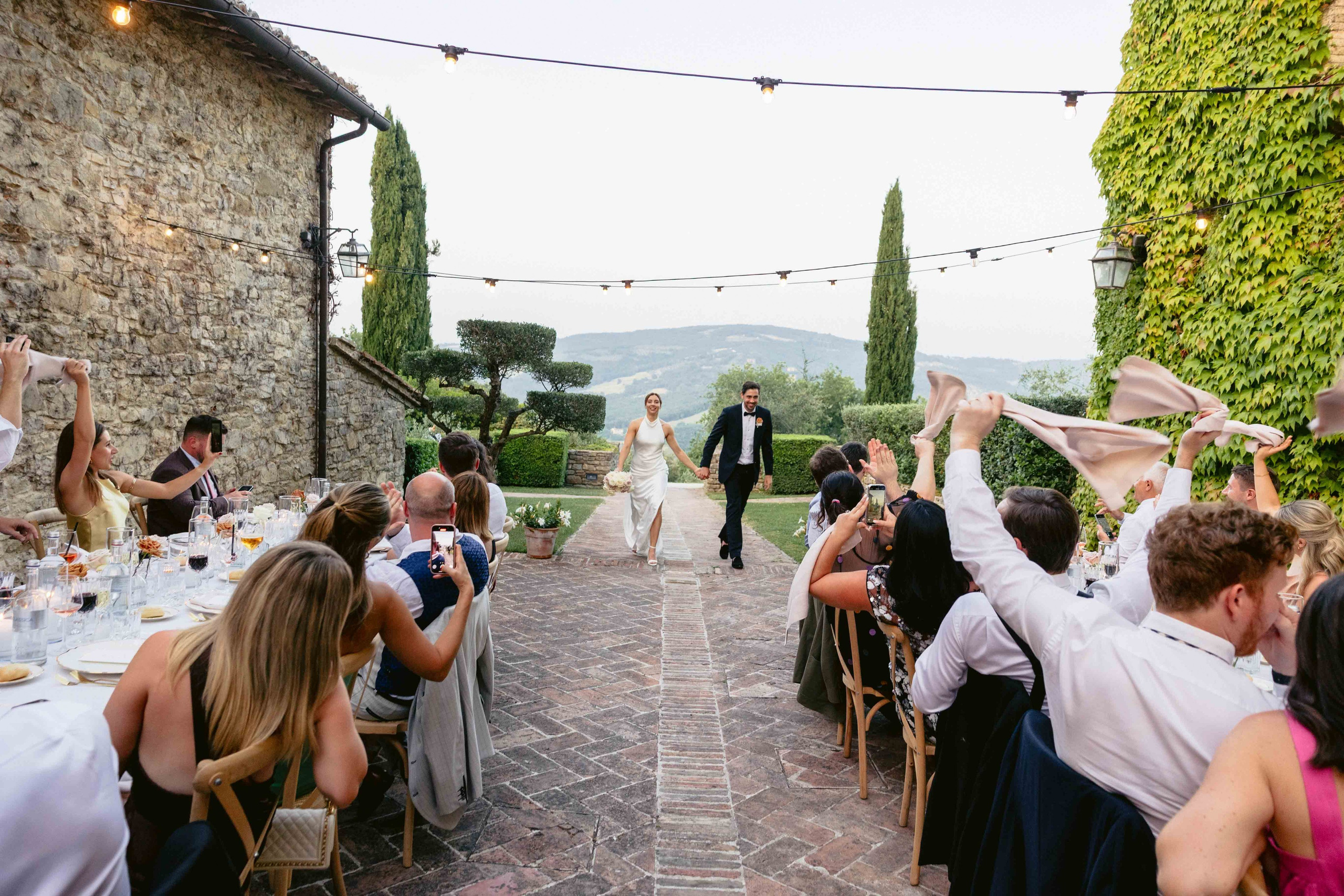 Reception dinner at Borgo Bastia Creti, a wedding venue in Tuscany Umbria