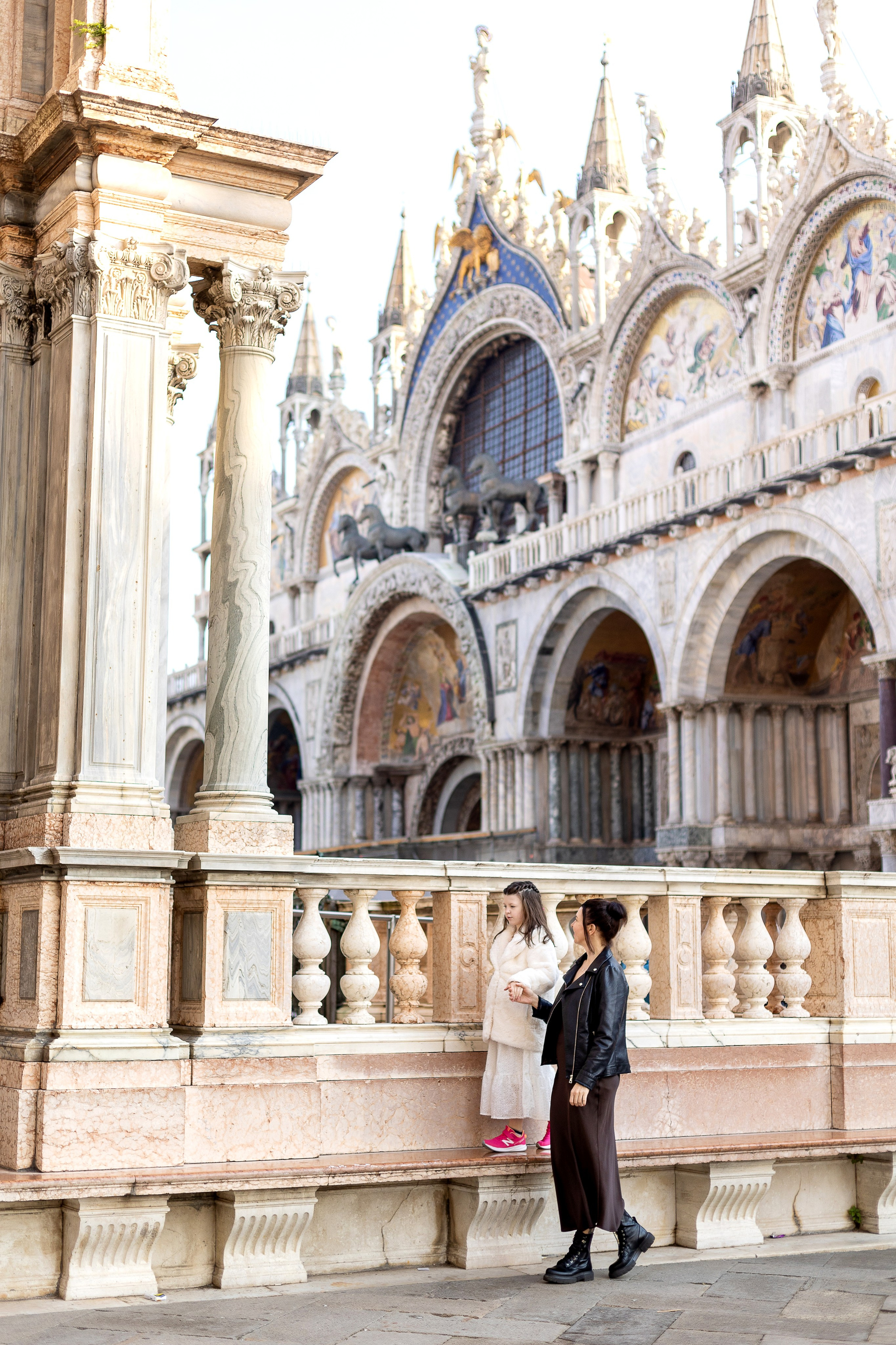 Mother and daughter at sunrise
