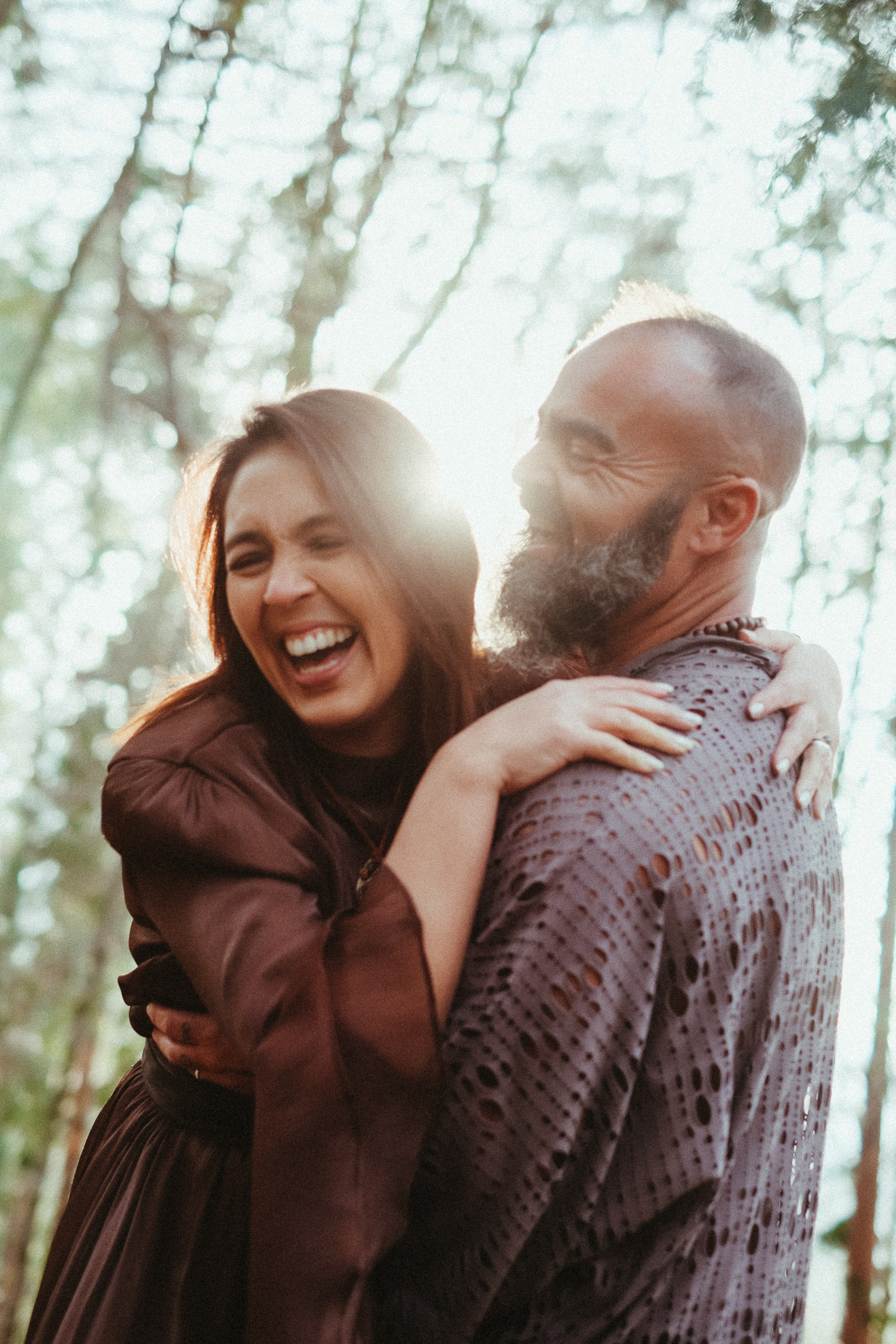 Close up couple portrait during forest elopement inspired session