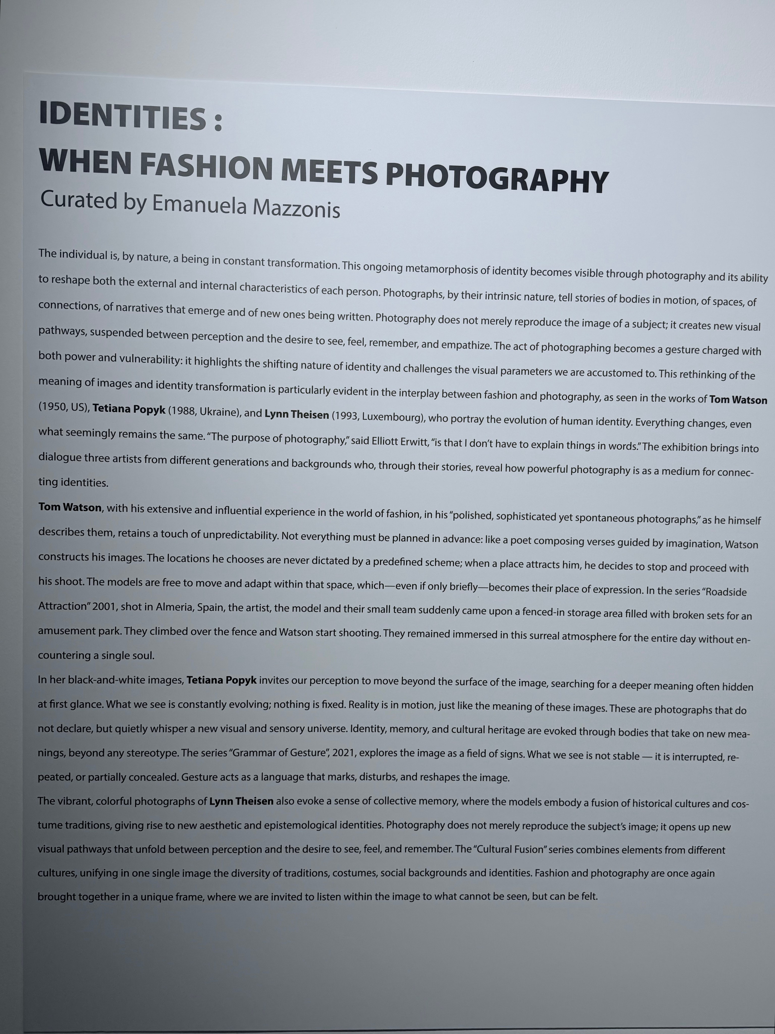 Exposition “Identities: When fashion meets photography”. Photographer in Luxembourg Tanita