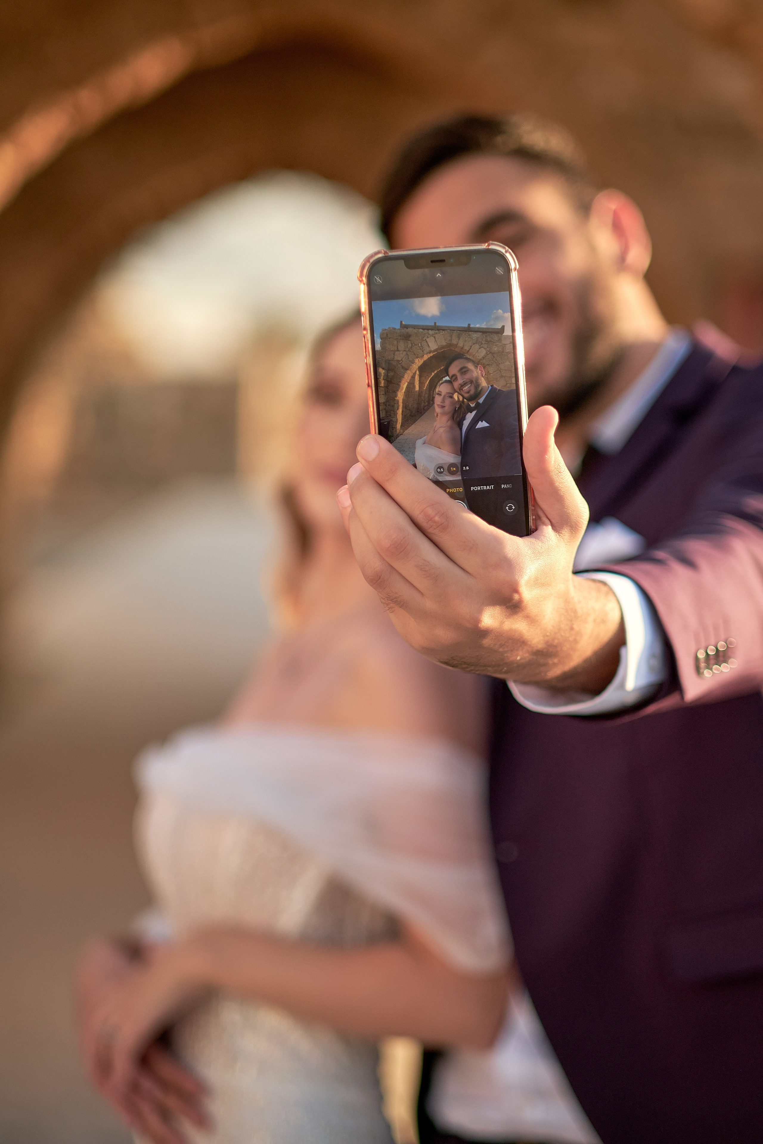Love Story , wedding Romantic wedding couple portrait, bride with veil and groom in suit, emotional wedding photography by Maxim Polak Israel