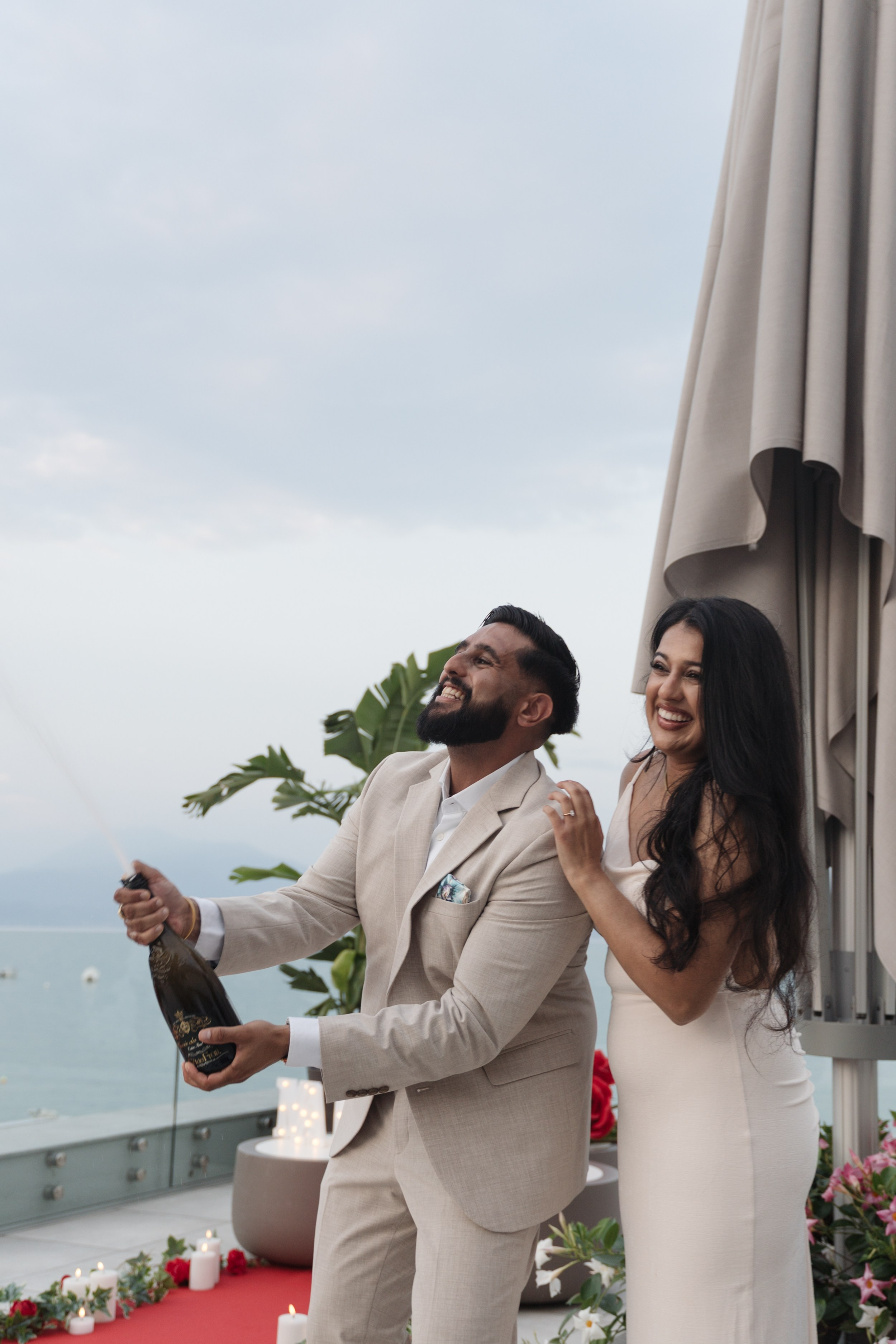Lake Garda Rooftop Proposal. Lake Como Proposal Photographer | Surprise Proposals & Engagements