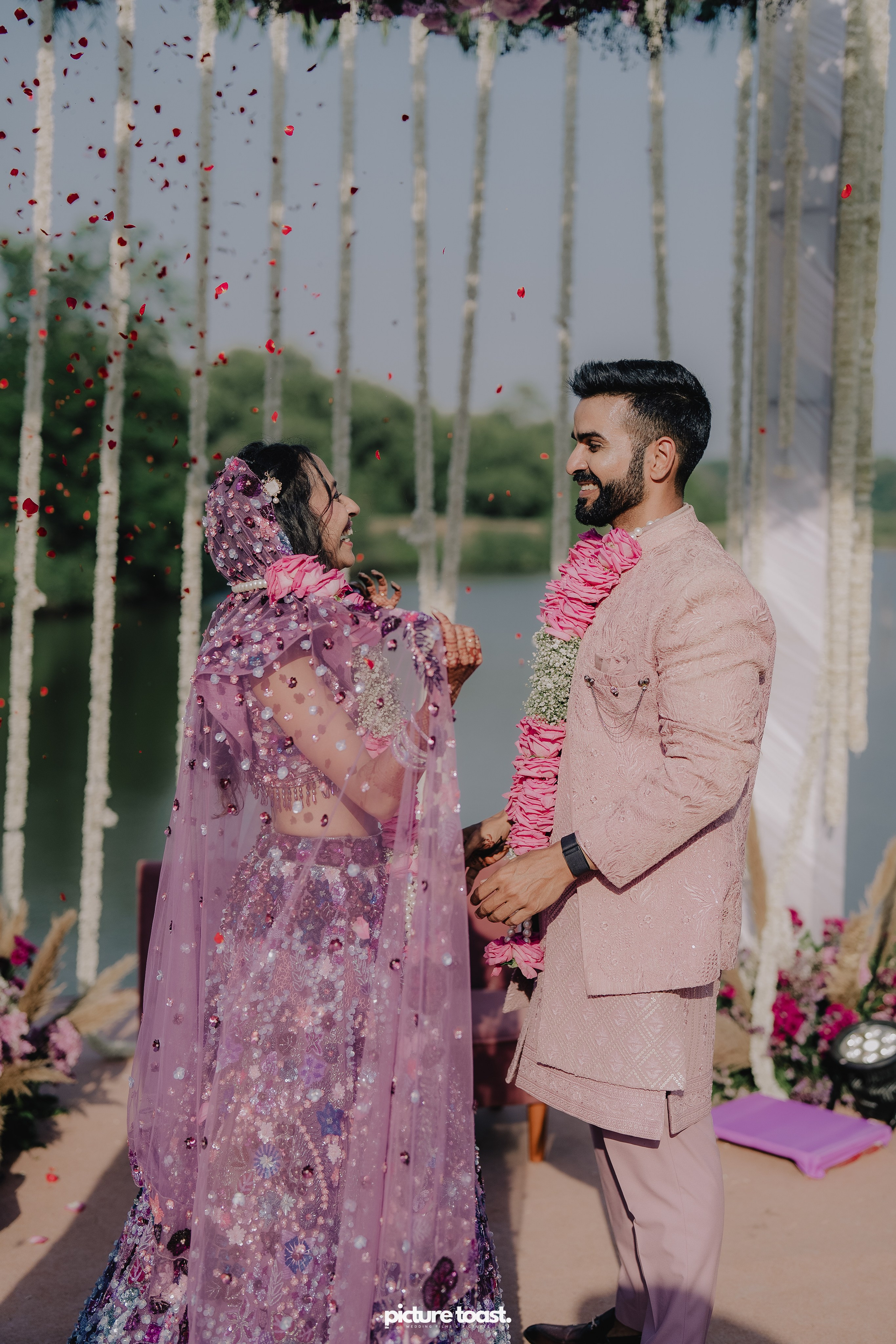 Varamala Ft. Barbie & Aneesh. Fine art Wedding Photographers in India & Canada