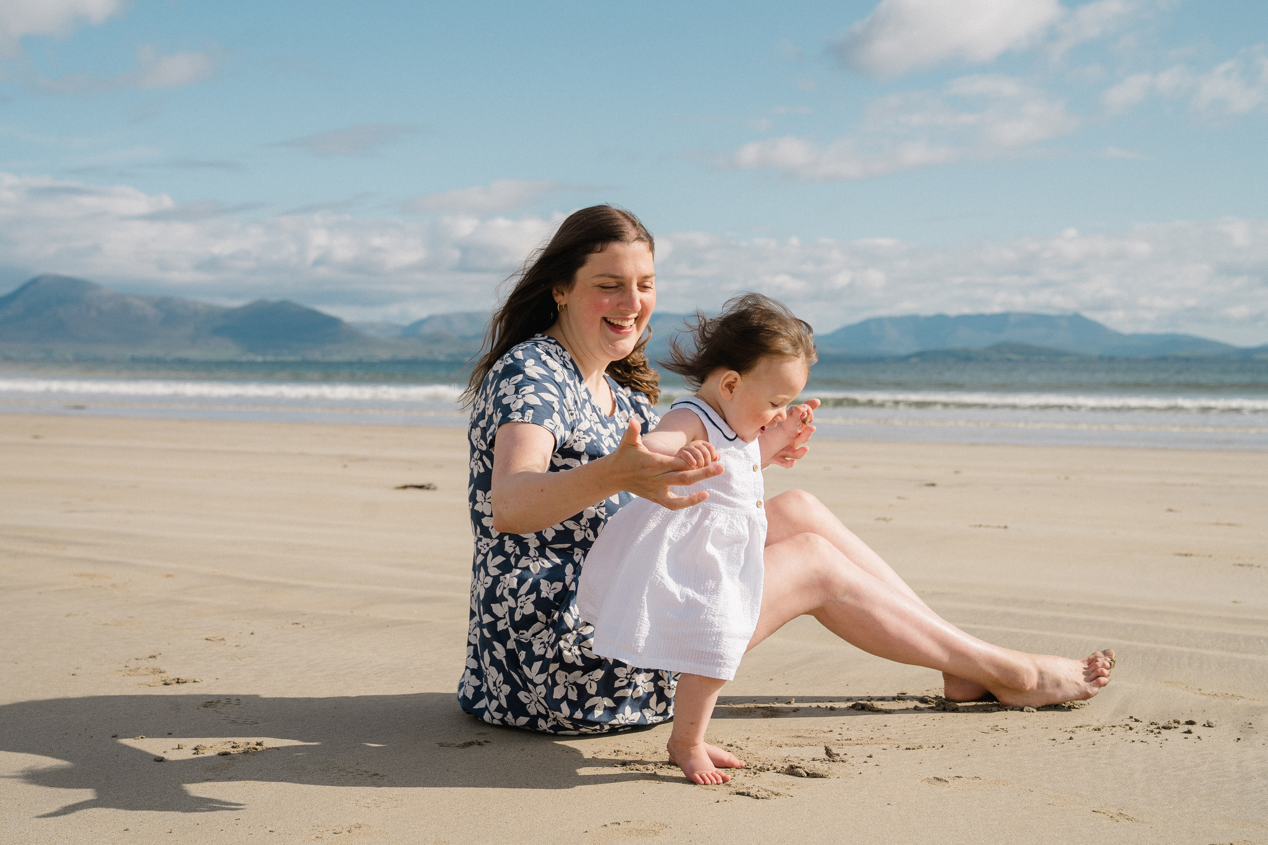 Darya and Mia at the ocean. Wedding and family photographer Ireland