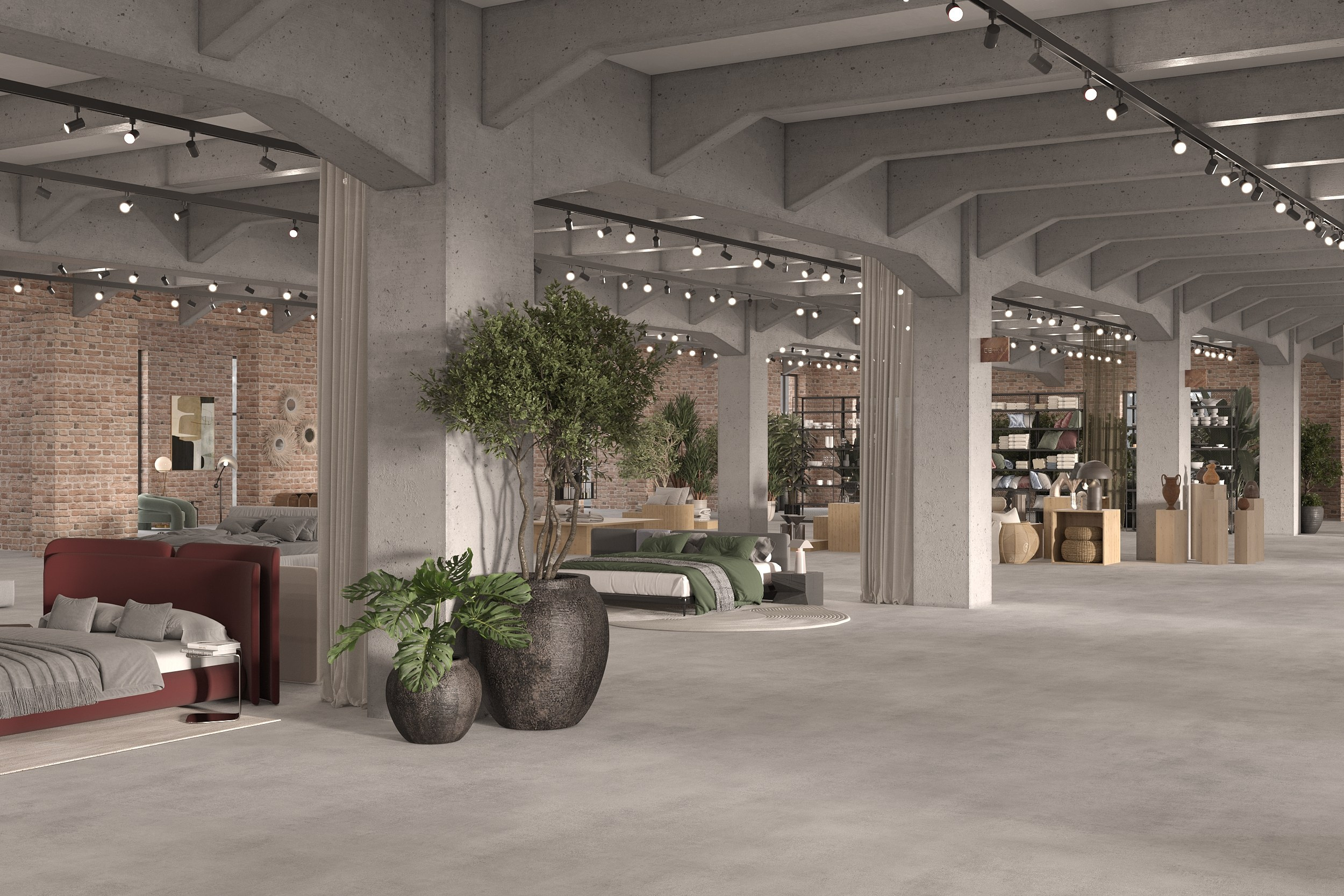 Drobės Fabrikas — open-space furniture store. Simple Archs — high quality visualizations for your interior projects