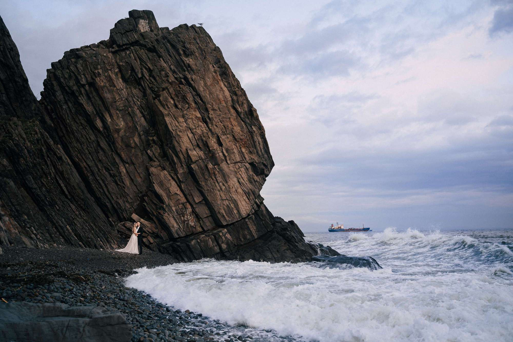 Rocky Ocean Elopement. Wedding Photography & Videography Team in California, Los Angeles, San Francisco, San Diego and Travel