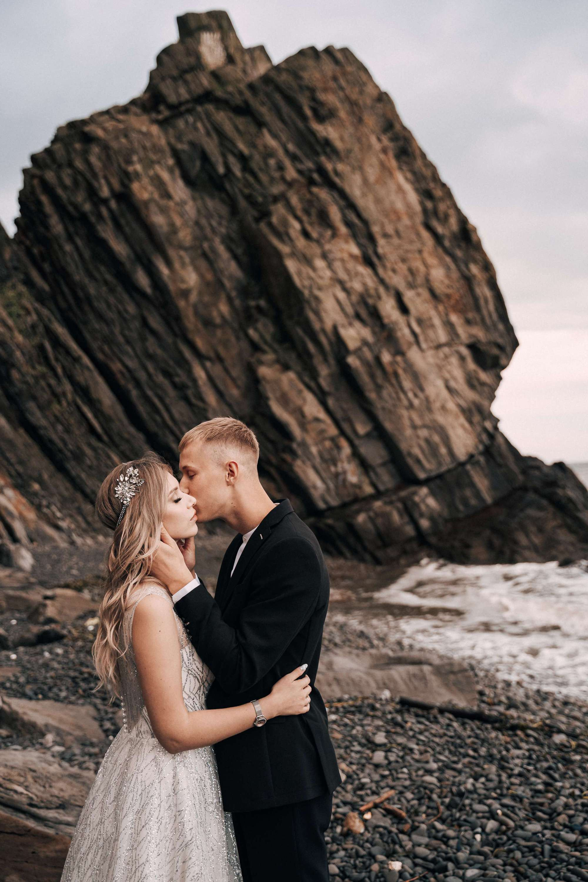 Rocky Ocean Elopement. Wedding Photography & Videography Team in California, Los Angeles, San Francisco, San Diego and Travel