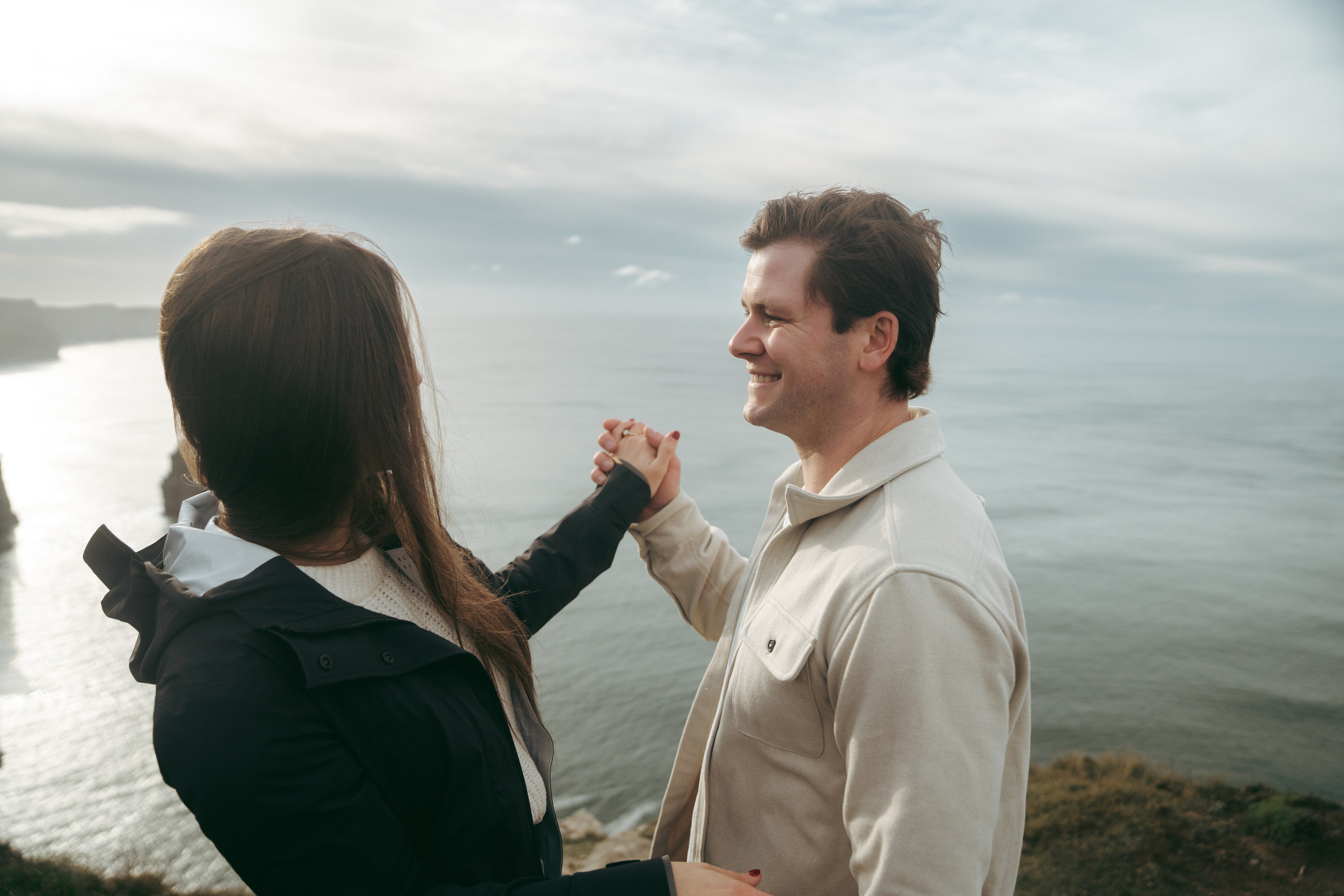 Proposal at Cliffs Moher. Wedding and family photographer Ireland