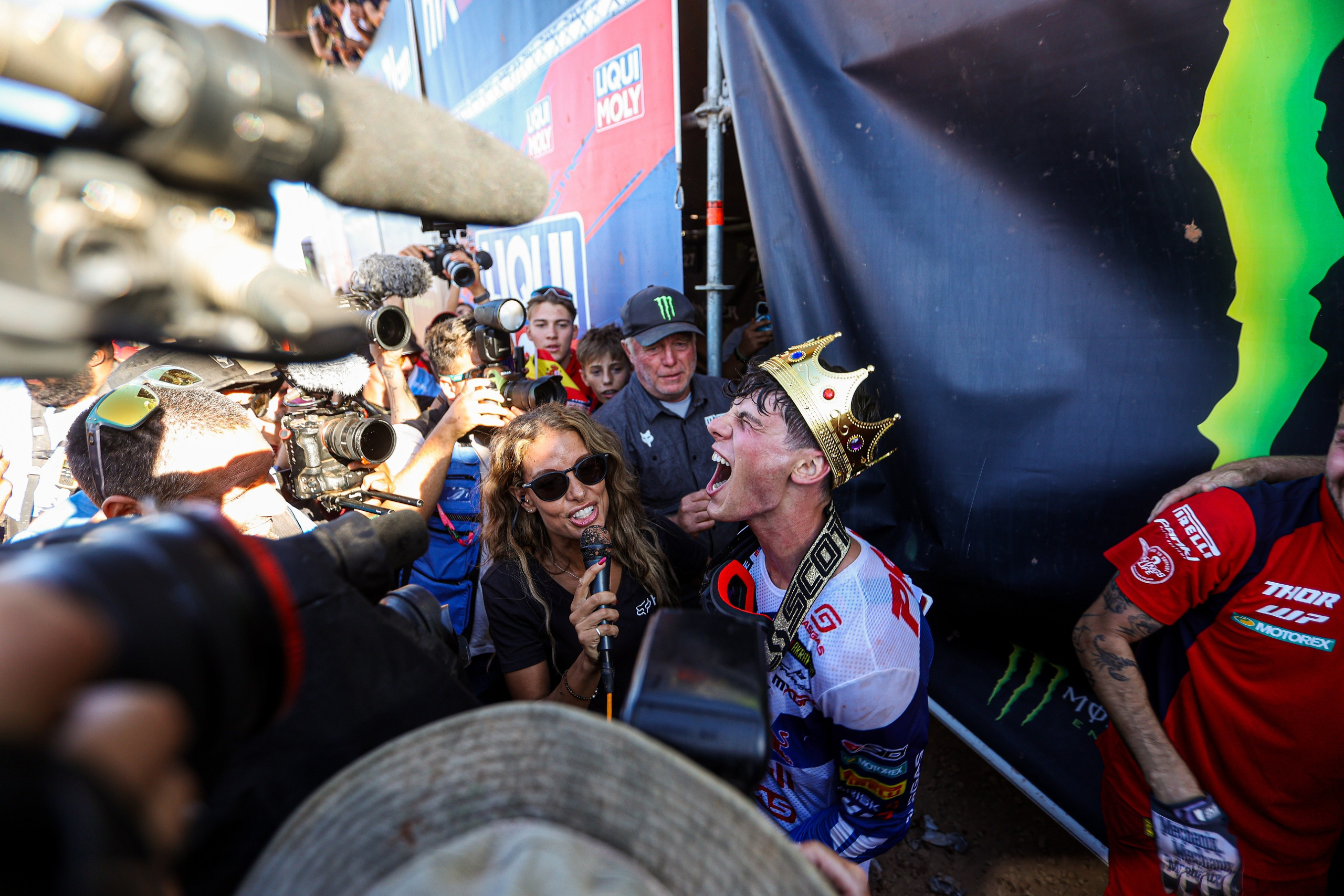Jorge Prado celebrating his second MXGP title with Lisa Leyland, MXGP, Motocross World Championship