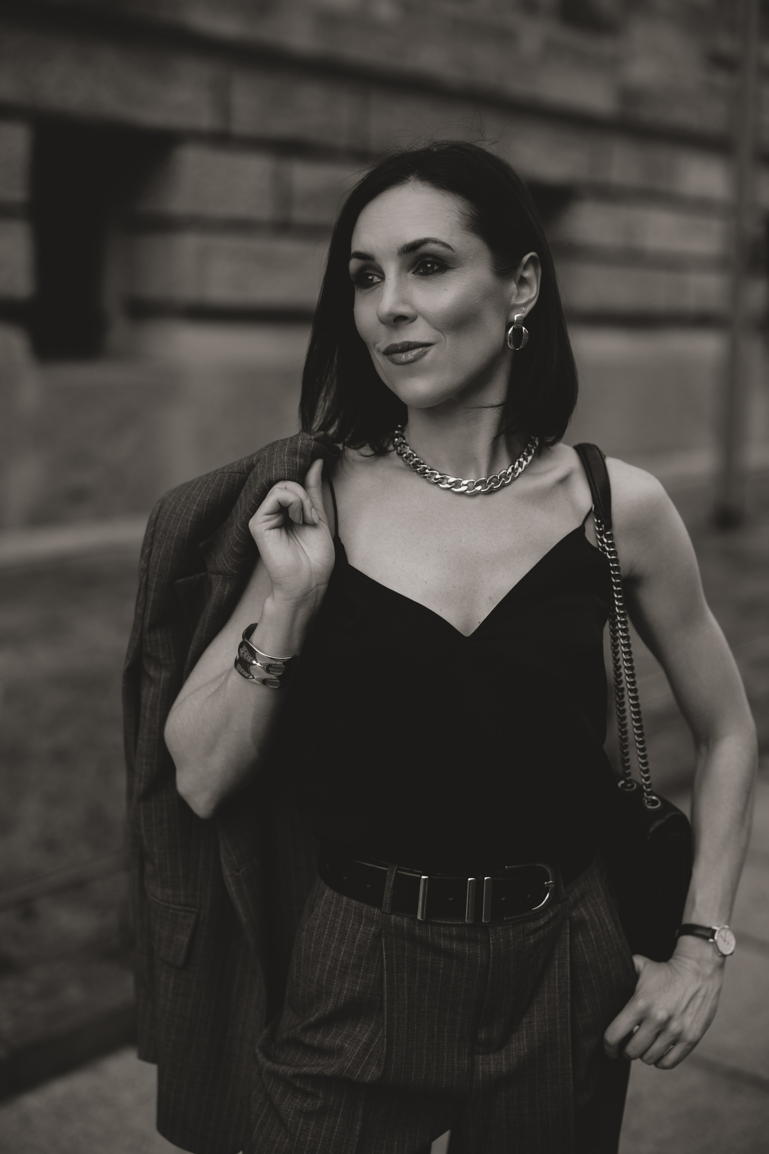 Elegant Street Portrait In Leipzig. Woman in business Suit. Kristina Kozheltsova- Soulful Portrait&Lifestyle&Love Story Photographer in Leipzig, Germany