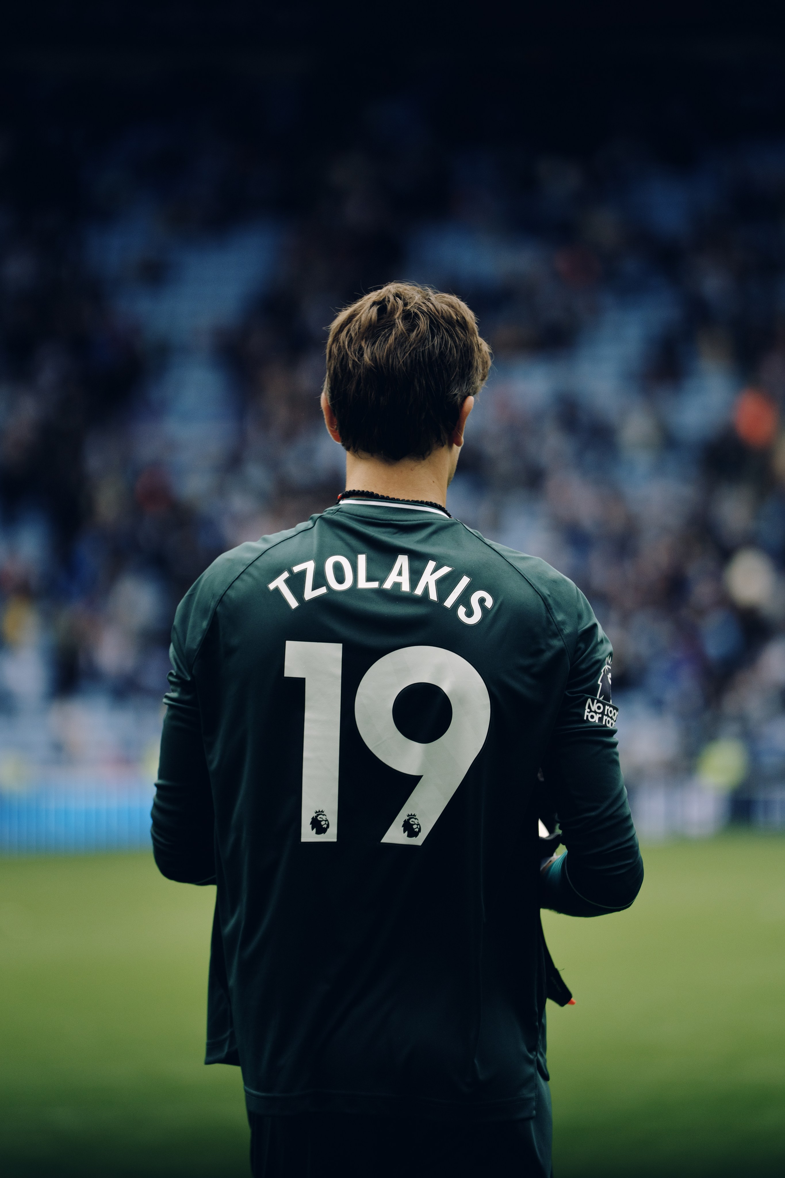 Hull City goalkeeper Konstantinos Tzolakis photographed from behind during the Premier League match against Coventry City.