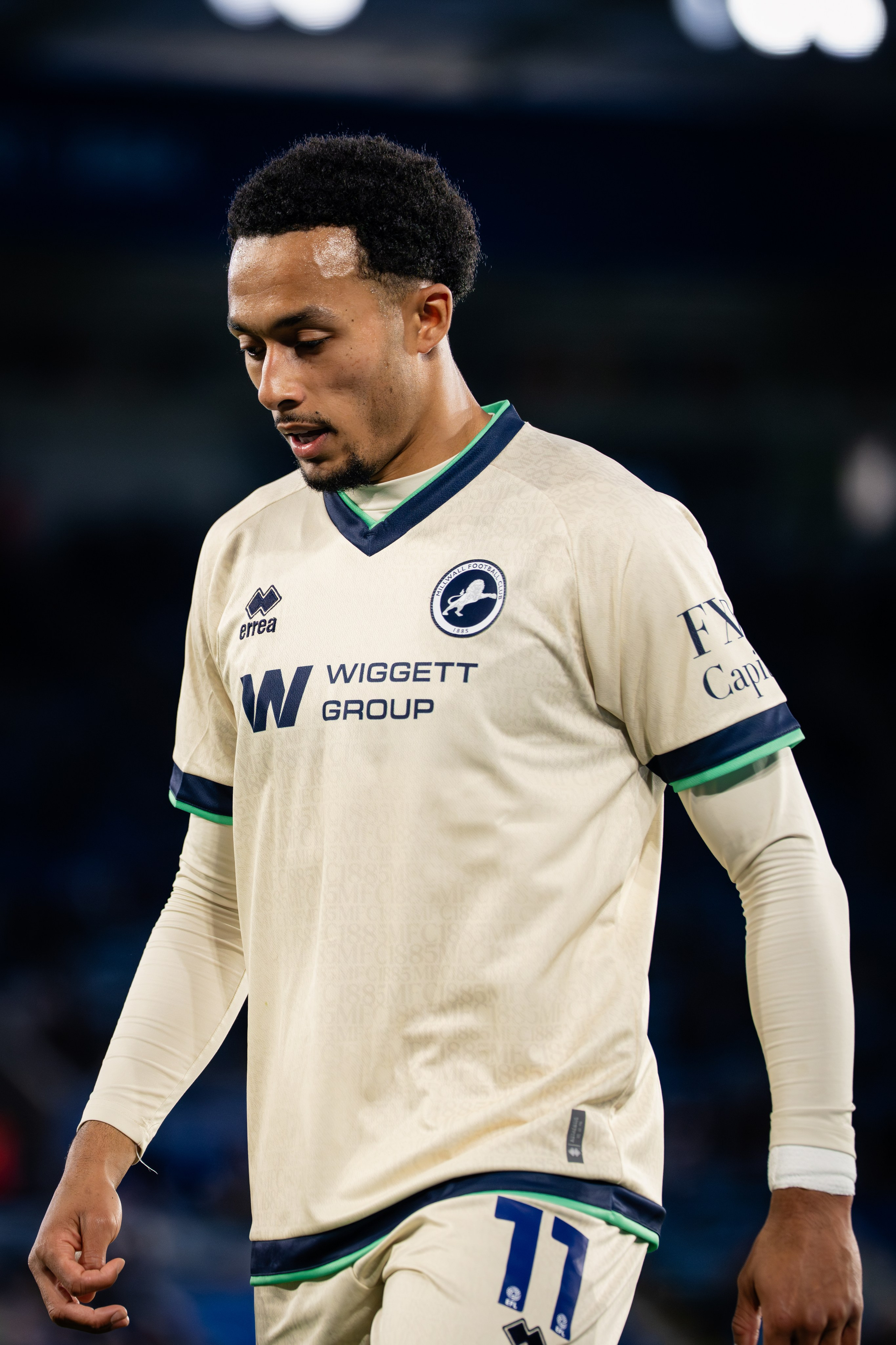 Millwall player wearing number 11 photographed during the Championship match against Leicester City at the King Power Stadium.