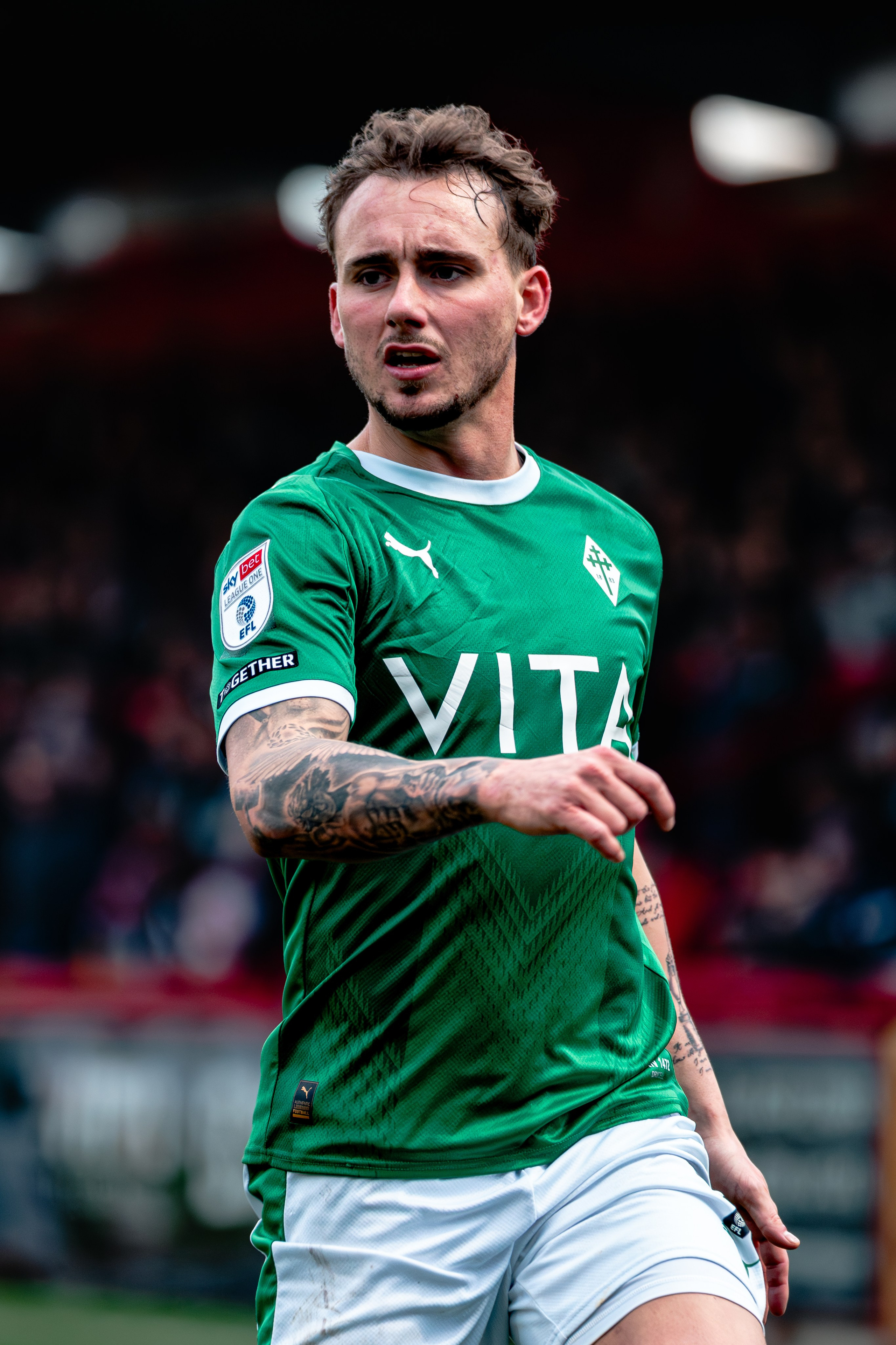 Stockport County player photographed during the League One match against Stevenage on 28 February 2026.