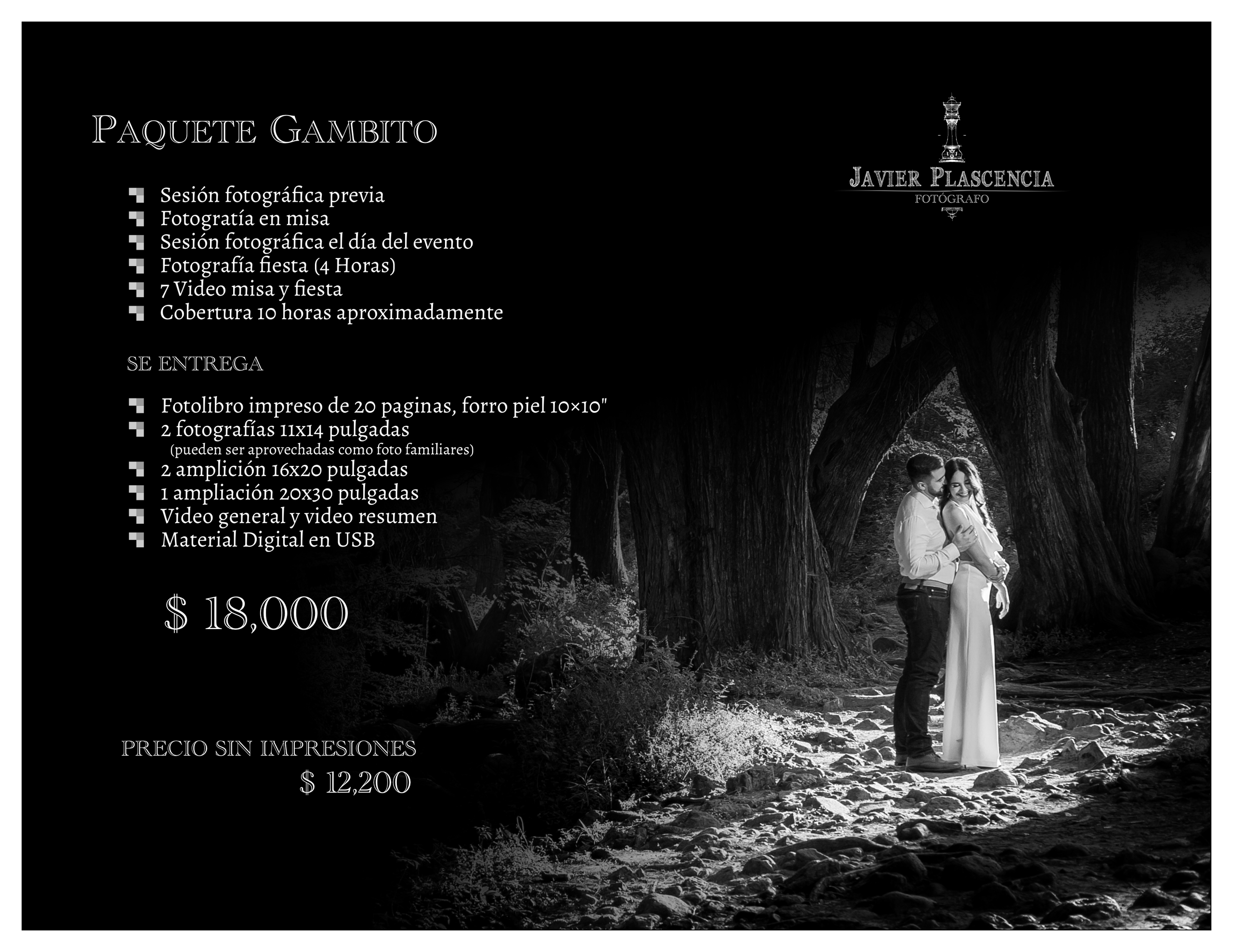 Paquetes. Javier Plascencia Fotografo de Bodas en México