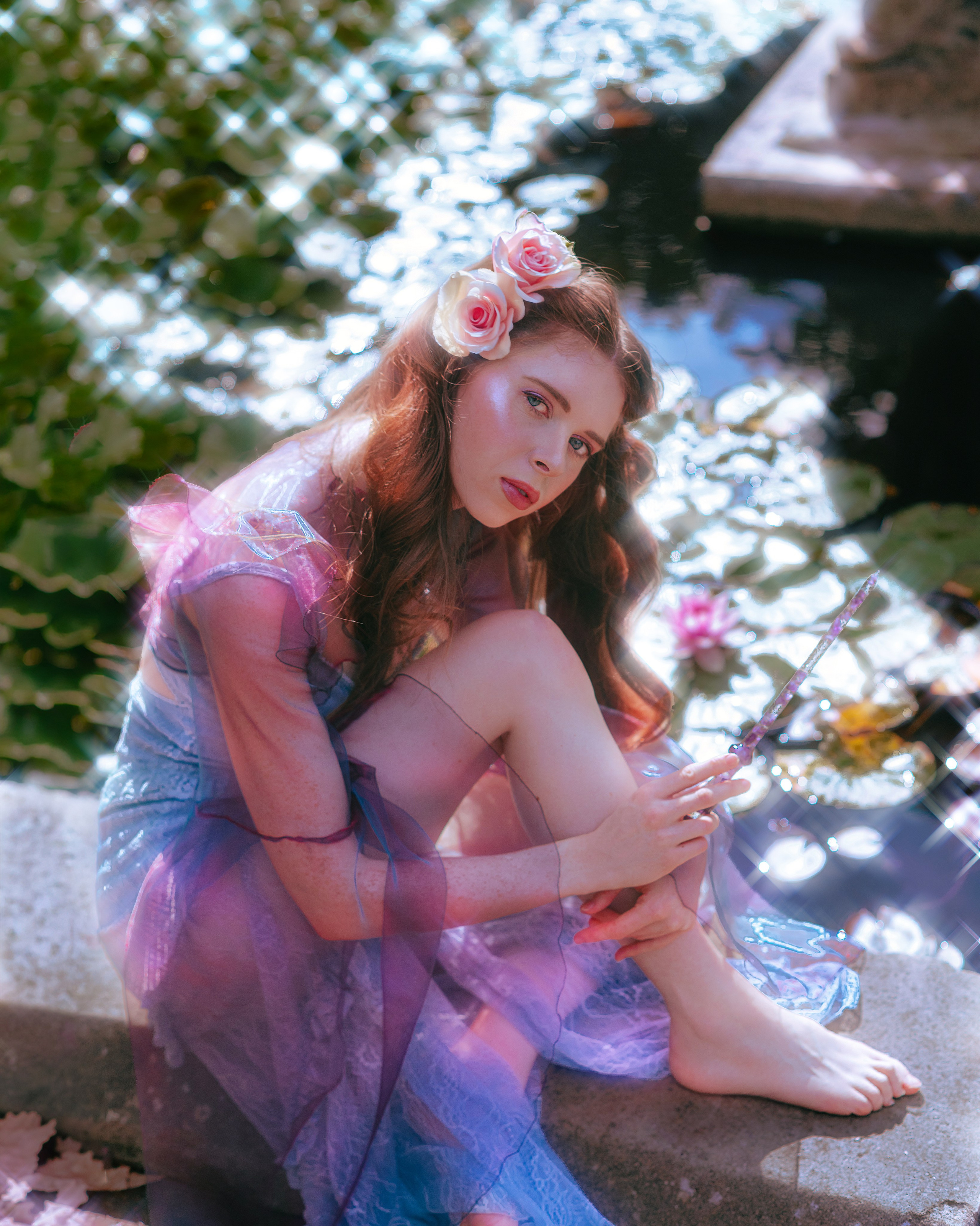 Fairy Photoshoot in a Lotus Pond. Moth & Moss Photography