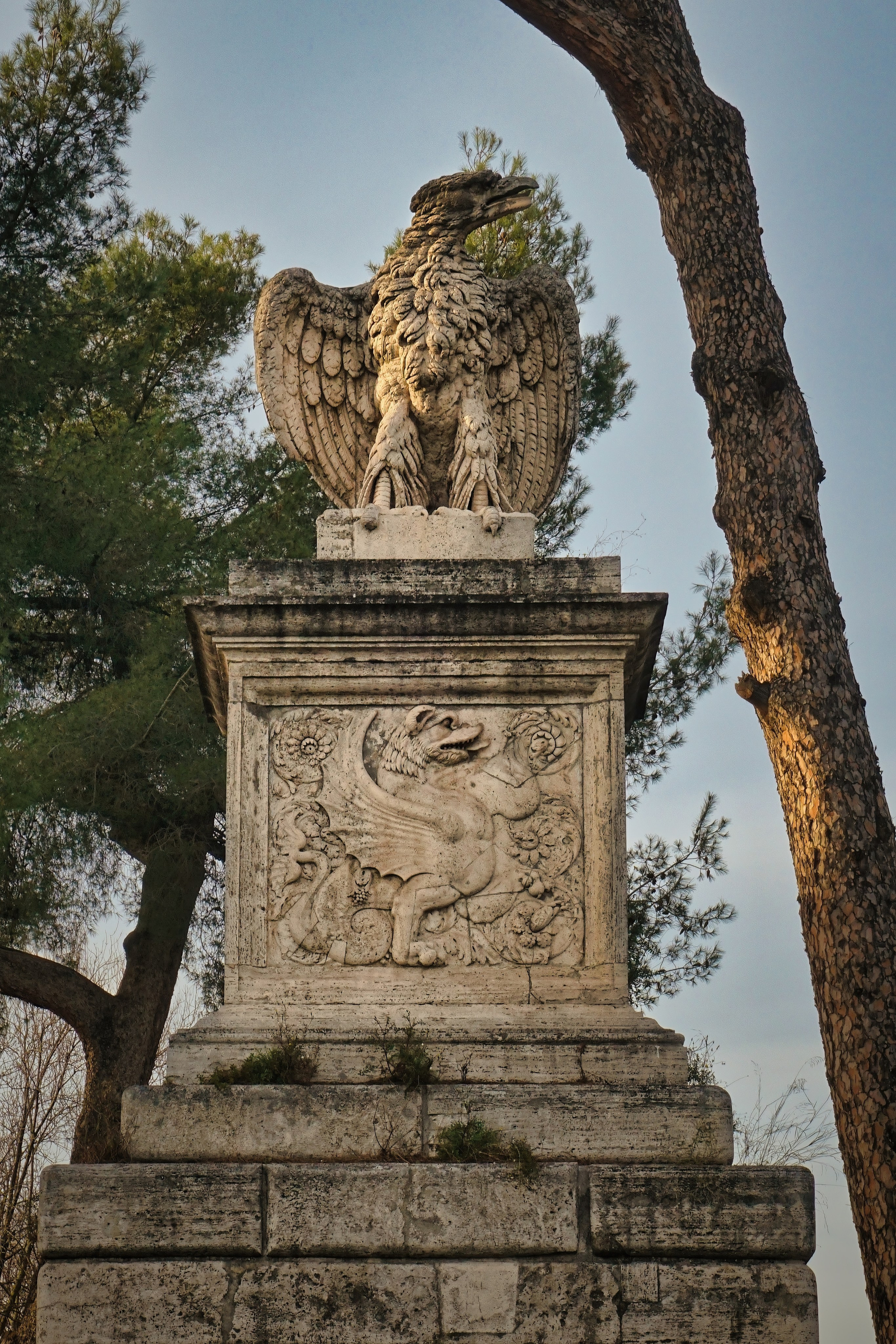 Photography of Italy – Propylaea of the Eagles in Villa Borghese, Rome, photographed as part of a photography book about Rome.