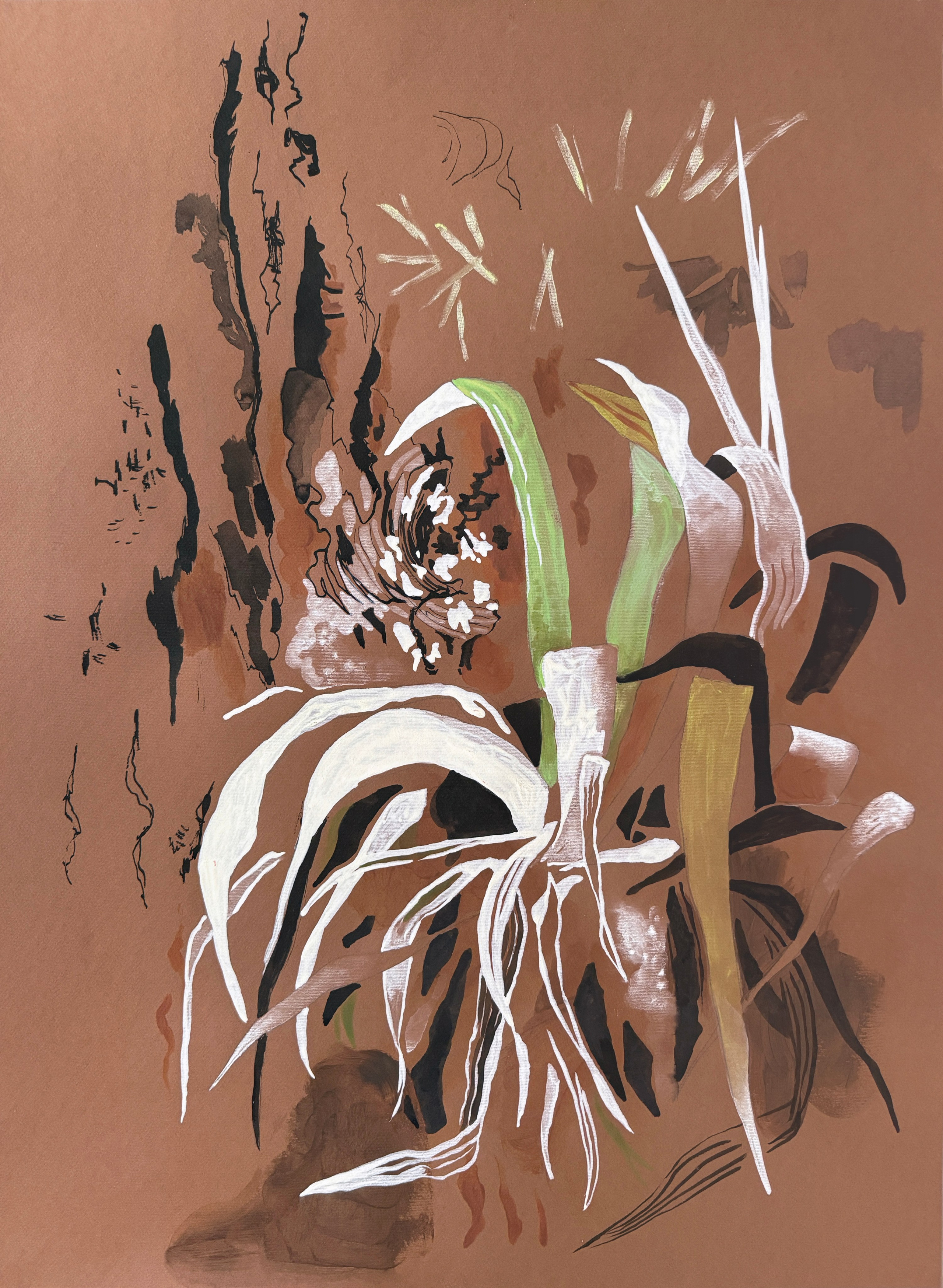 Grass, Paper, acrylic, ink, 19,5x27,5in (50 x 70 cm) 2024