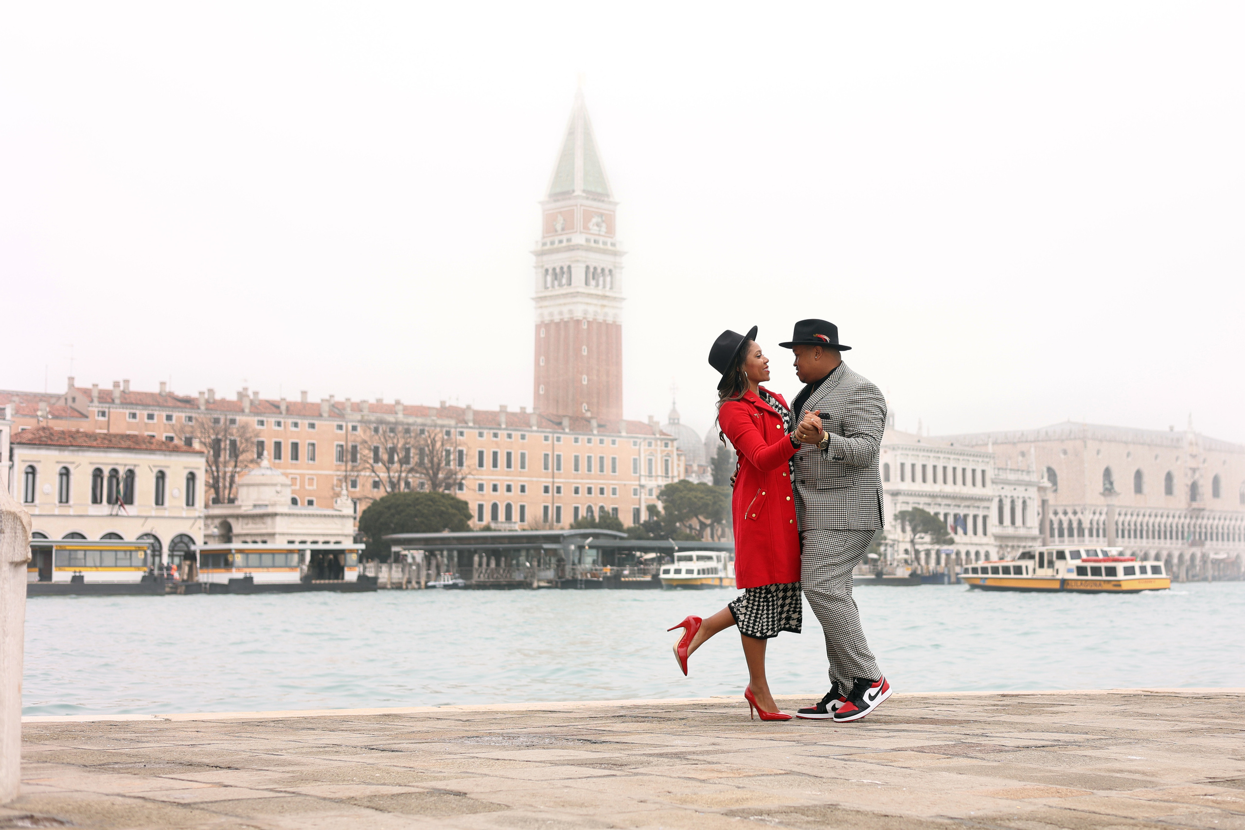 Couple dancing in morning Venice