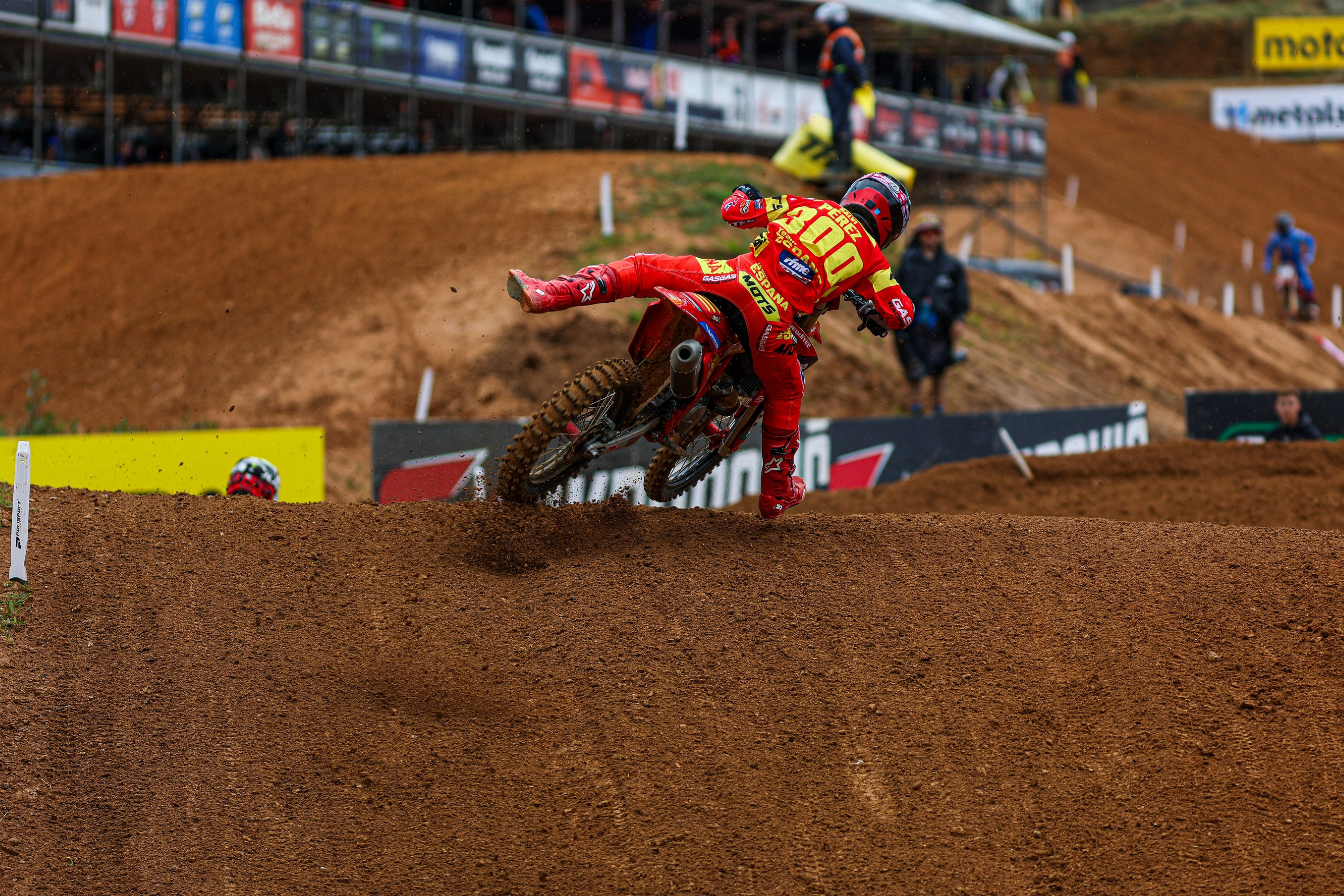 Spanish rider crashing at MXGP of Portugal Motocross World Championship RFME