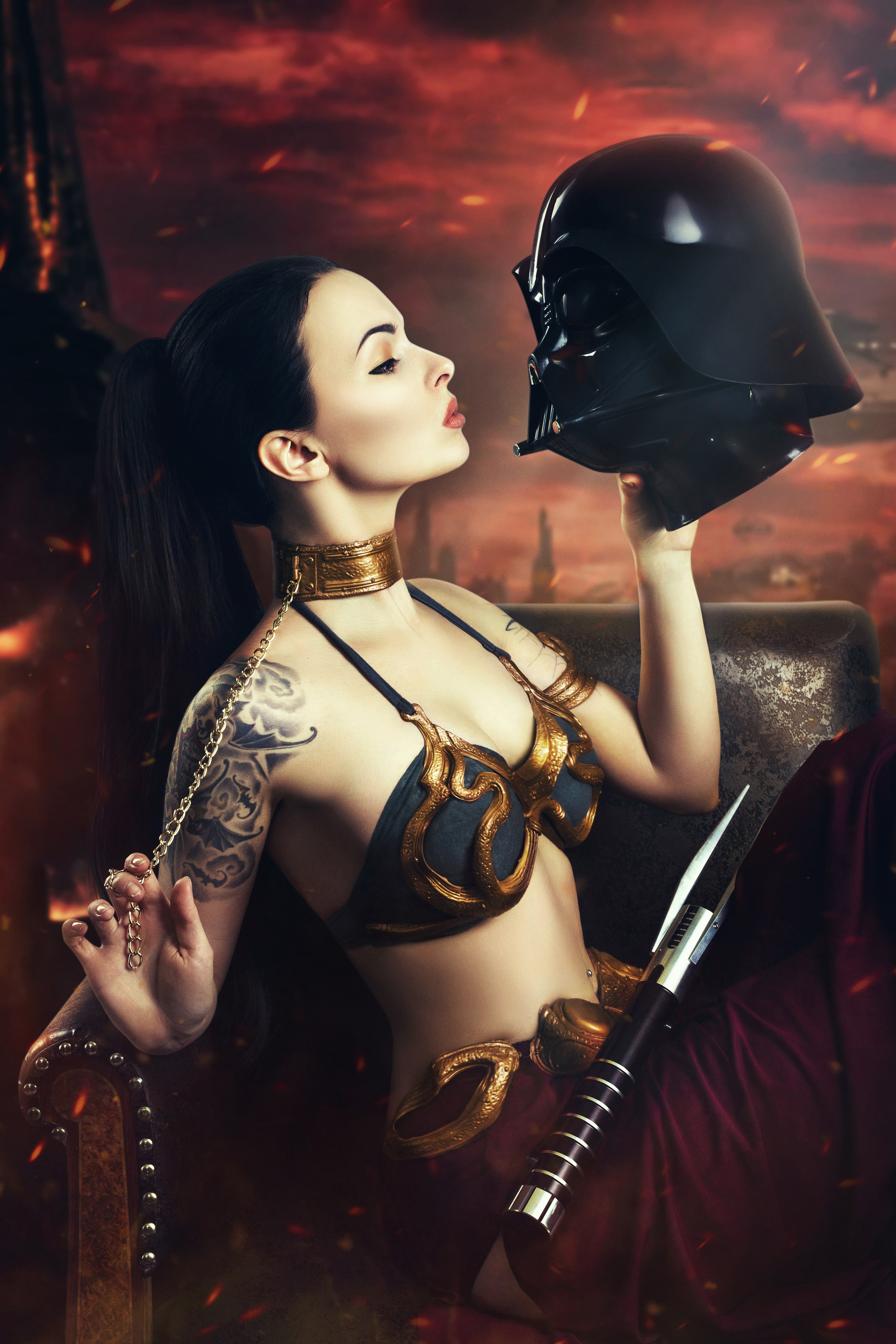 Fantasy cosplay portrait with dramatic studio lighting. Dark aesthetic cosplay photoshoot in Belgrade. Creative fantasy character photography in Serbia