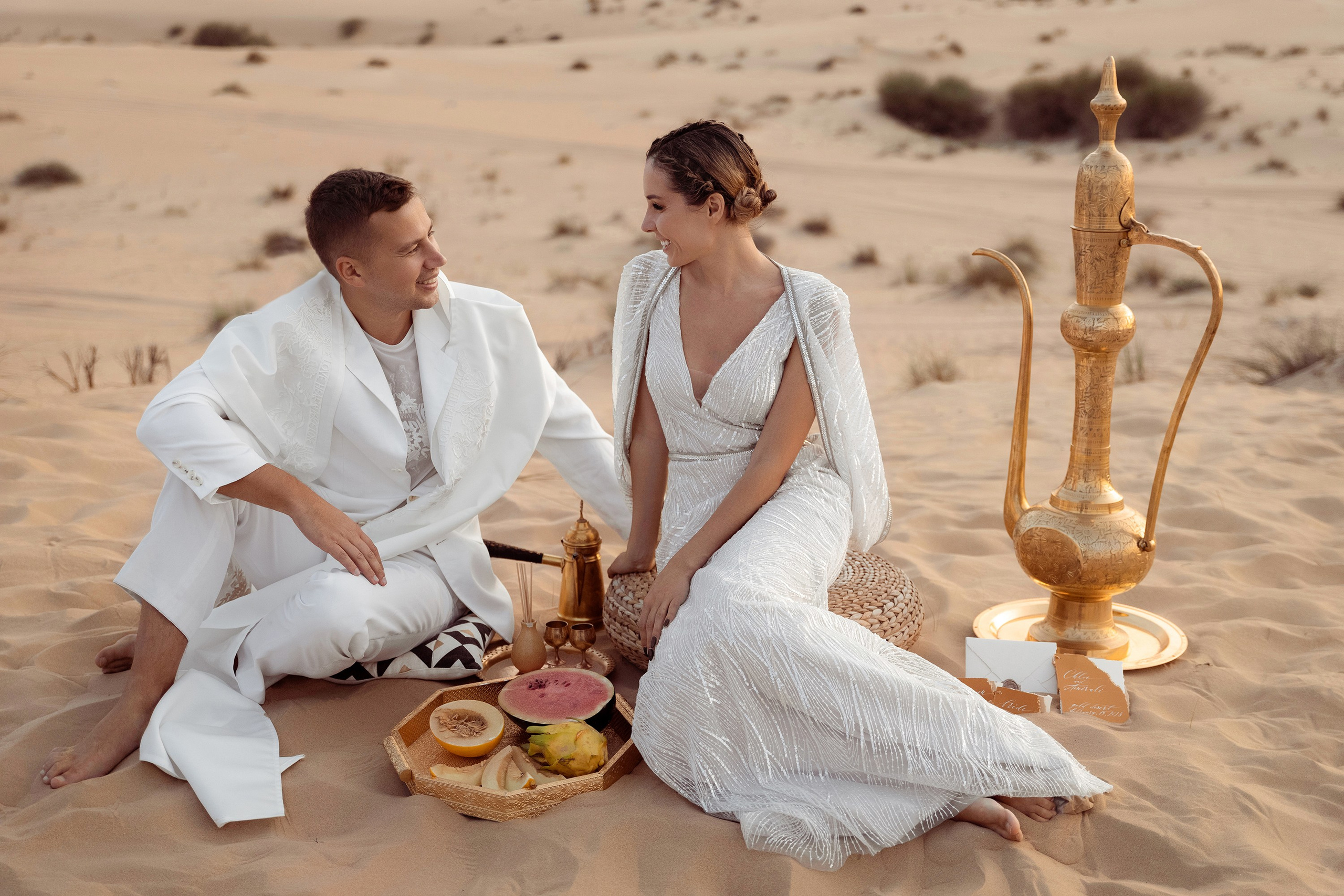 Portrait of bride and groom. Dubai, United Arab Emirates