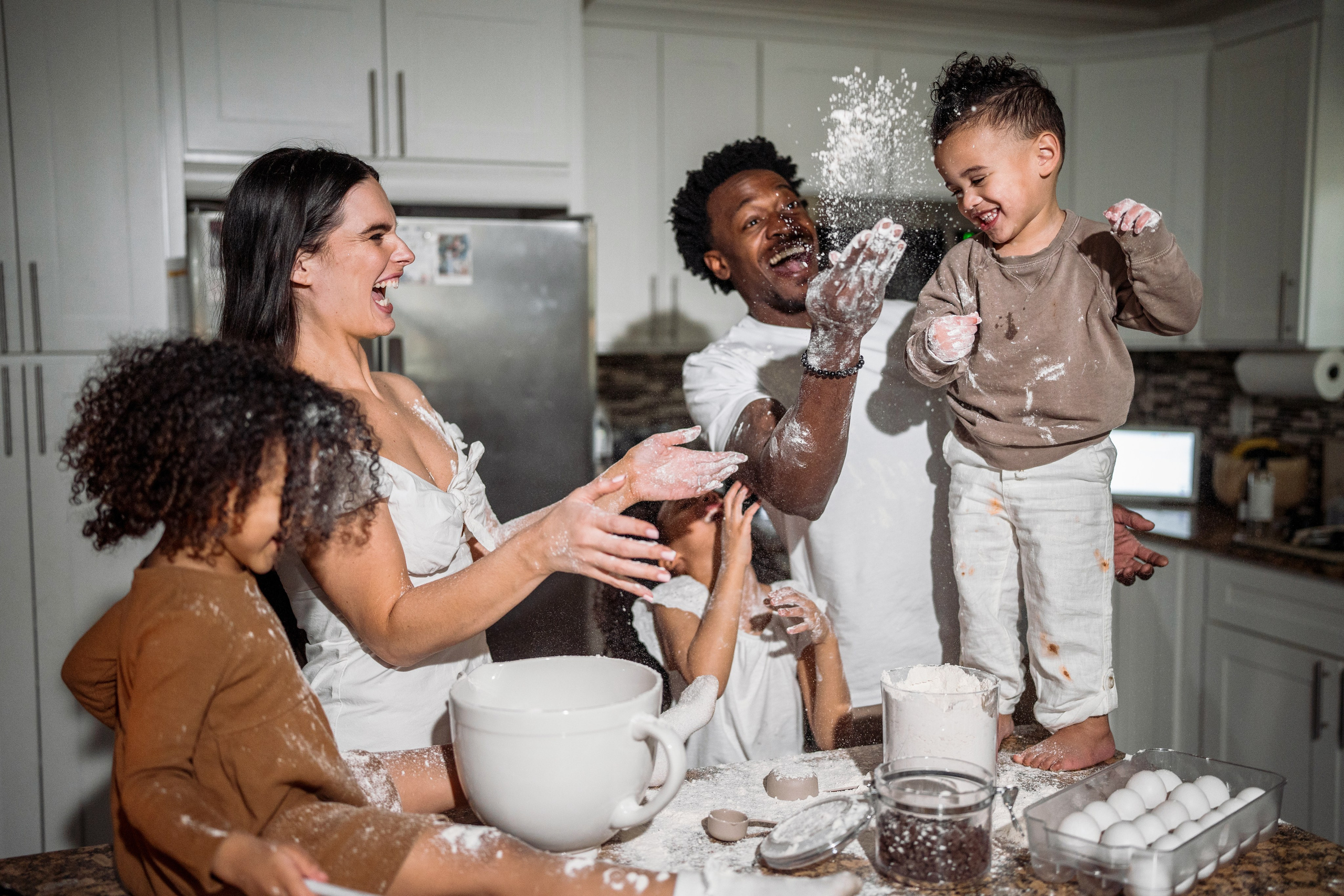 Stephanie, Lamar and kids at home. Wedding and family photographer and videographer PA, NJ, NY, DE, MD