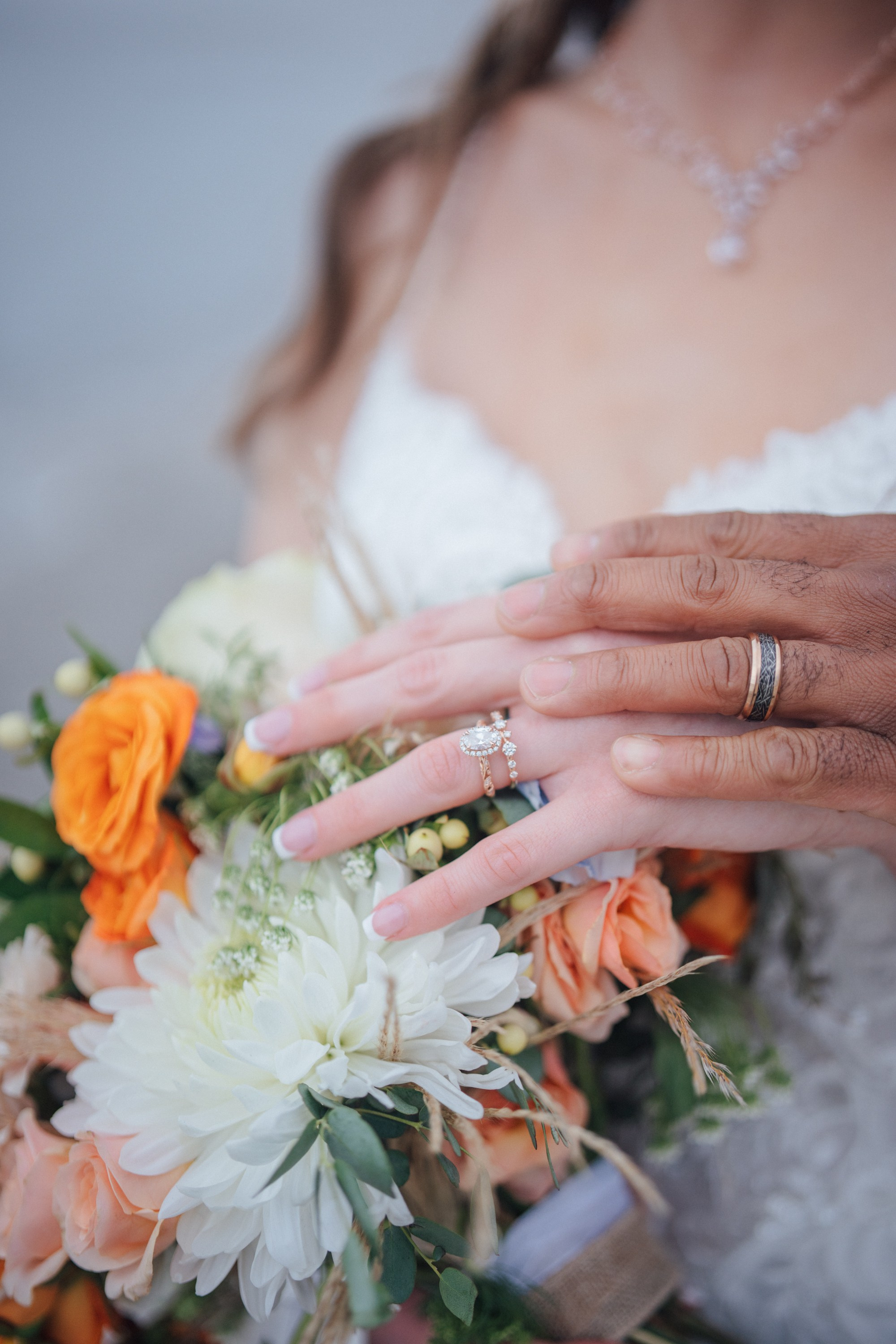 Wedding walk on the beach. Portrait and wedding photographer in New York